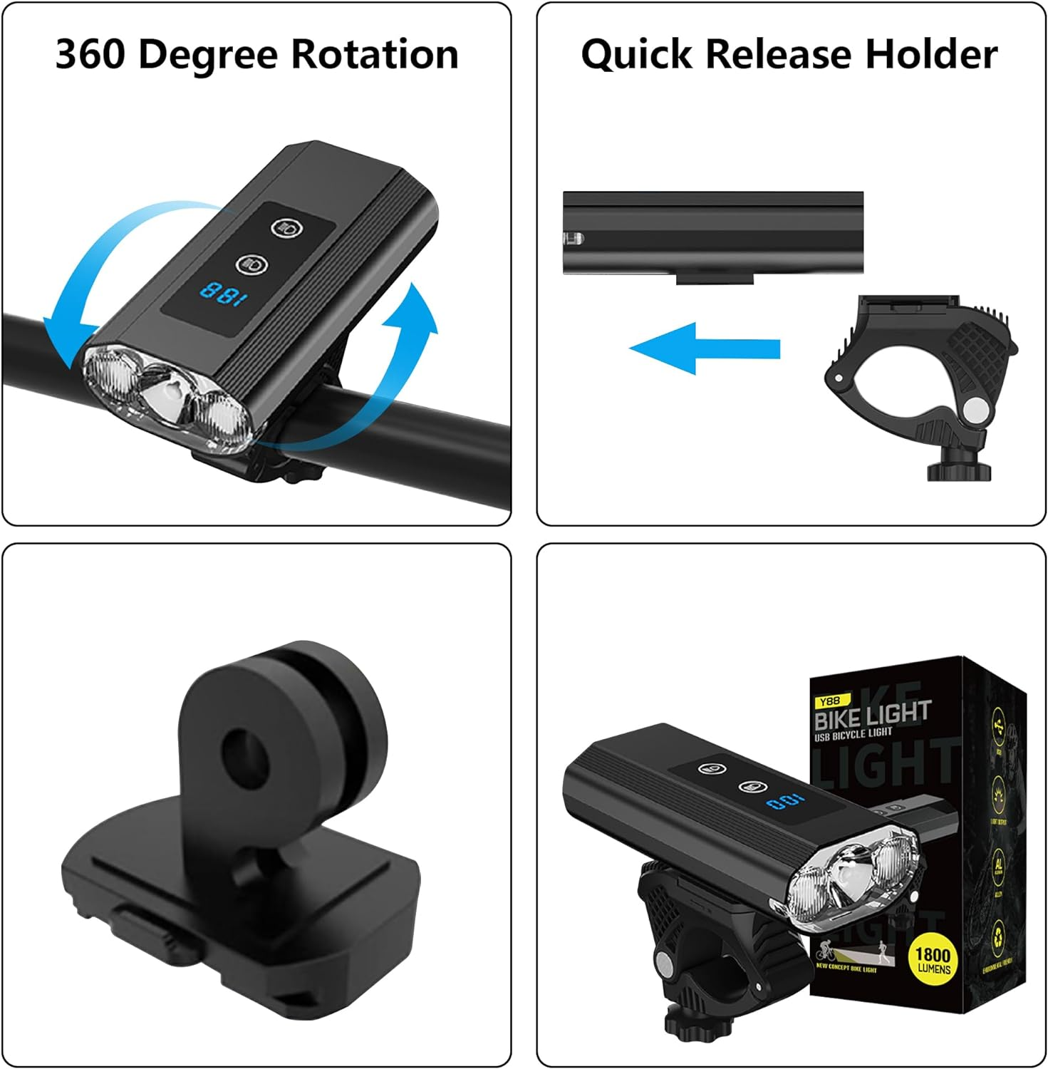 Bike Light Bicycle Lights Front - USB Type C Rechargeable, Recharge Your Phone, Bicycle Headlight Lights Front Lights Led Lights Super Bright image number 4