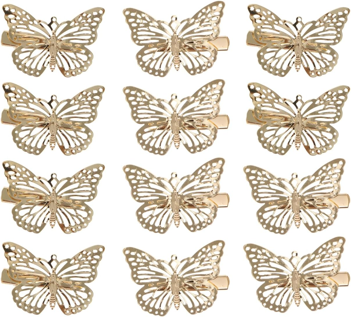 Healvian 12 X Metal Hair Clips Butterfly Hair Clips Butterfly Hair Butterflies Duckbill Hair Clips Butterfly Hair Clips with Large Bow Hair Pin Golden image number 3