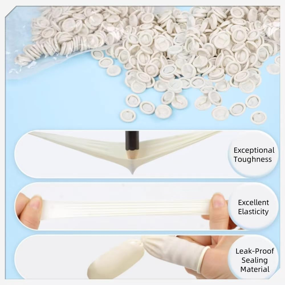 300 PCS Finger Cots,Klhcduo Medium Finger Protectors Latex Anti-Static Finger Covers,Finger Tip Protect Keeping Dressing Dry and Clean Disposable Finger Gloves,For Electronic Repair, Handmade Apply image number 4