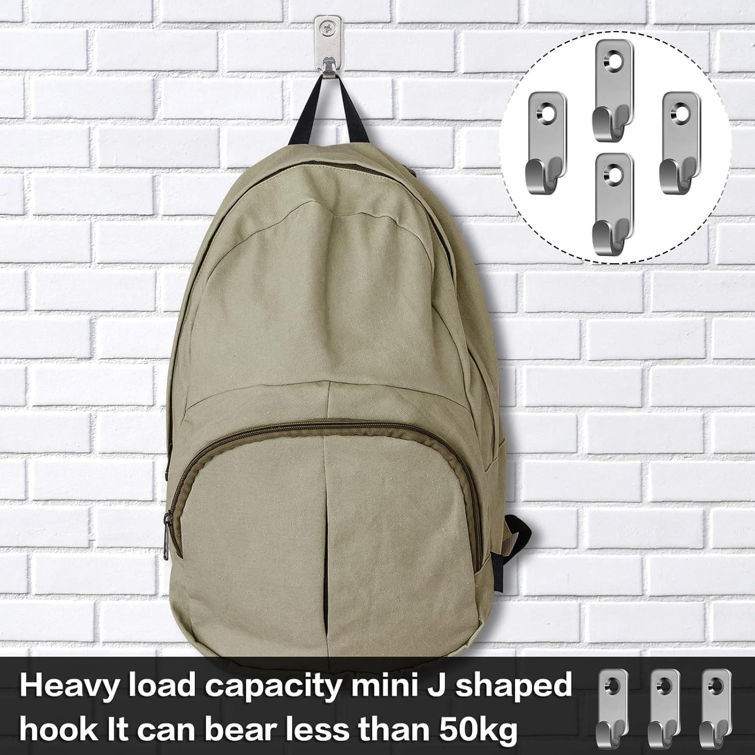 Songholee 16 Pack Heavy Duty 304 Stainless Steel Wall Mounted Mini J Wall Hooks for Picture Frames and Mirror Hanging Hardware with Screws image number 3