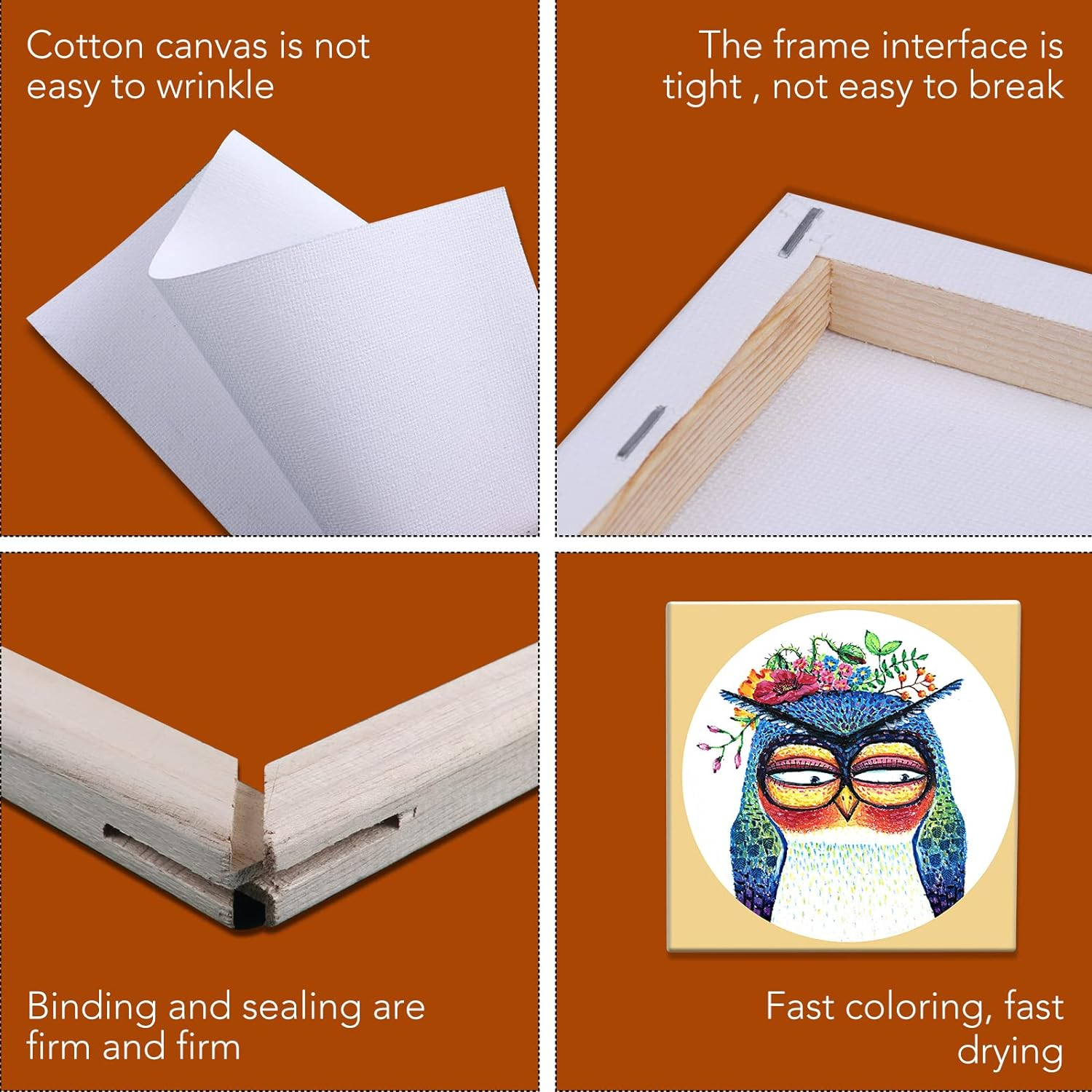 ESRICH Mini Stretched Canvas 20Pack 2.4*2.4Inch,2/5''Profile Art Primed Canvases for Painting,100% Cotton Small Professional Stretched Canvas for Kids and Art Supplies,For Acrylics,Oils&Other Painting image number 4