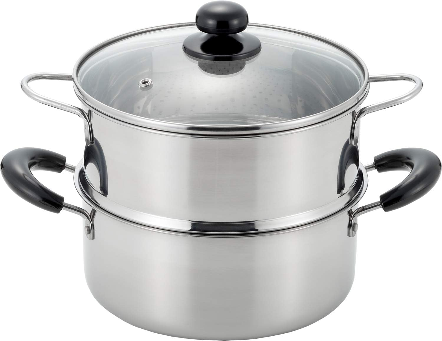 Yoshikawa SJ2967 Double-Handed Pot, Two-Stage Steamer, Stainless Steel, 7.9 Inches (20 Cm), Gas Fire, Induction Compatible, Steamed Food image number 4