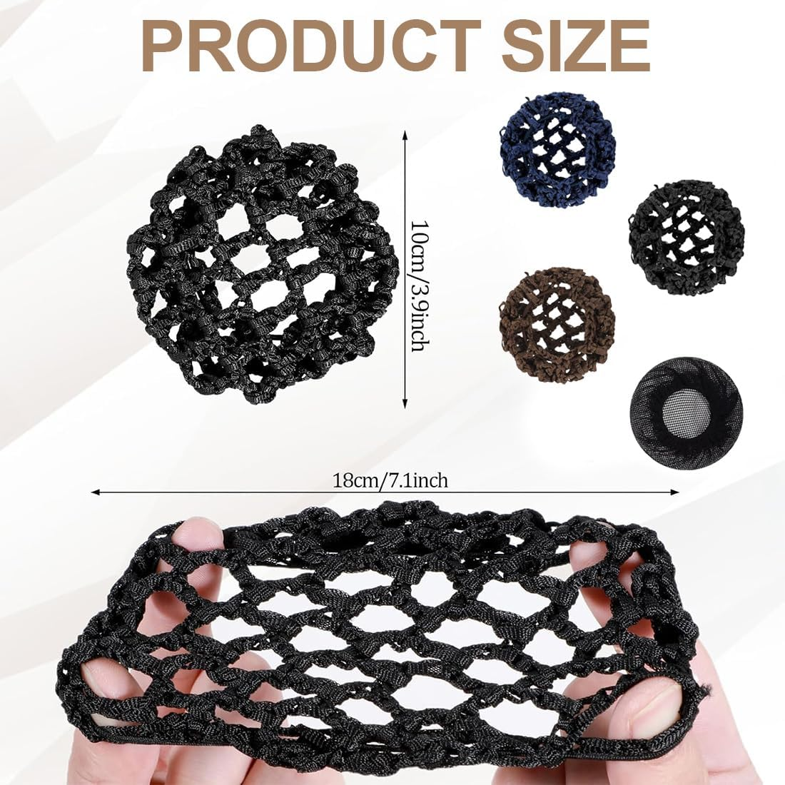 COYUN Pack of 4 Hair Nets, Hair Nets, Bun Net, Ballet Bun Net, Hairstyle Aid Fabric Knot Net for Gymnastics for Girls and Women, Sports Gymnastics, Ballet Riding image number 5