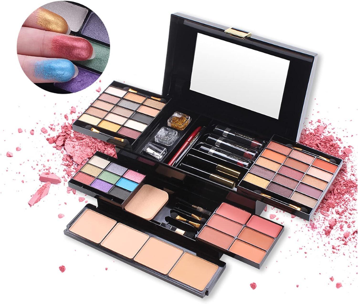 Roseflower 39 Colors Cosmetic Palette, All-In-One Makeup Kit, Essential Starter Set for Beginners or Pros, Includes Eyeshadow, Lip Gloss, Blusher, Eyeliner, Mascara image number 3