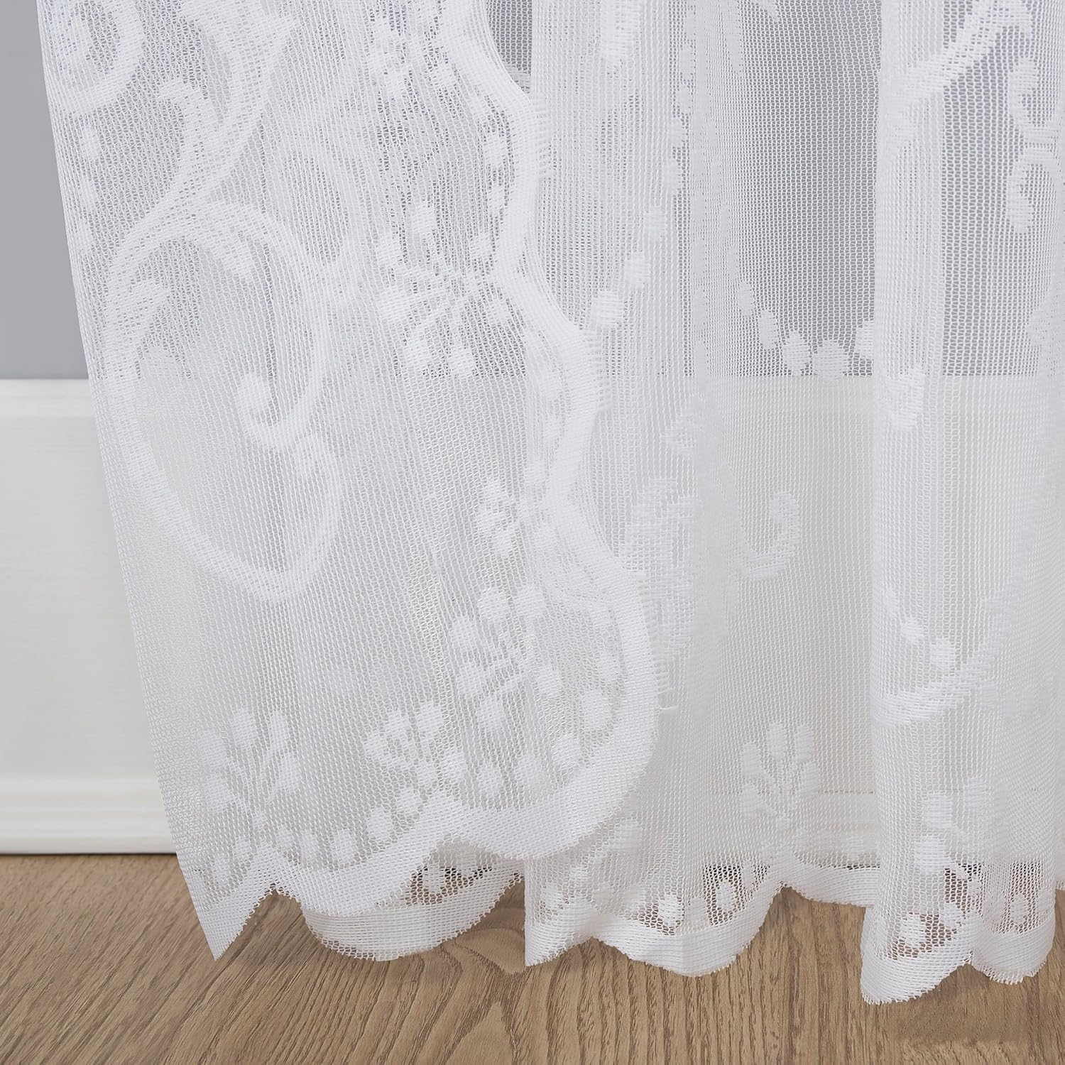 No. 918 Ariella Floral Lace Rod Pocket Curtain Panel, 58" X 84", White image number 5