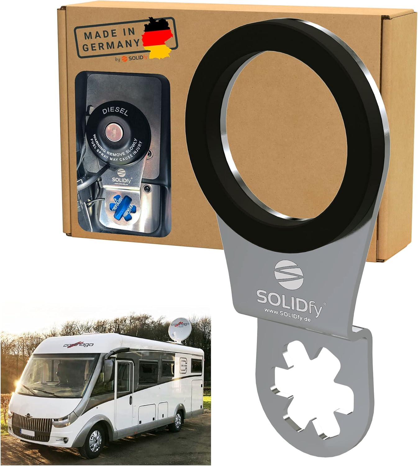 Solidfy&reg; - Adblue Stainless Steel Lock for Hymer Fully Integrated (Suitable For: Fiat Ducato, Citroen Jumper, Peugeot Boxer) image number 2