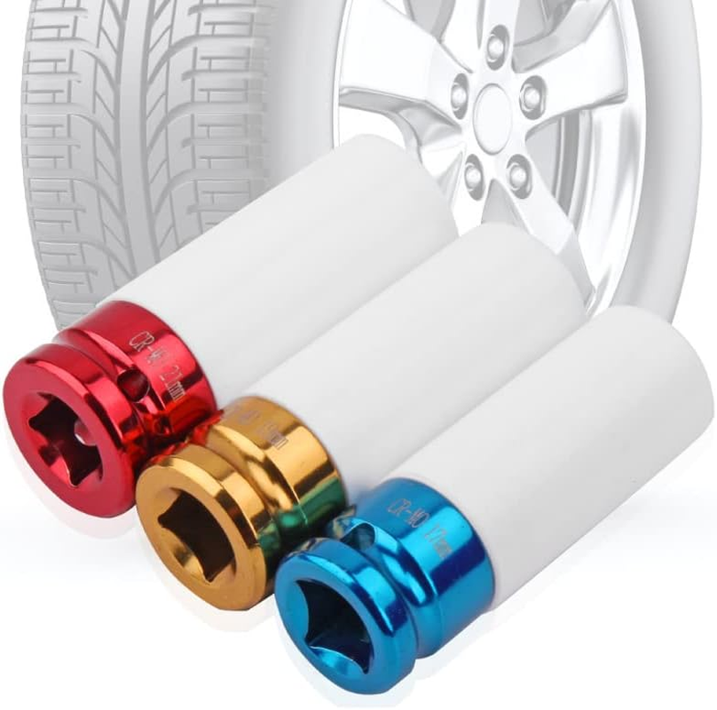 3Pc Alloy Wheel Deep Impact Nut Socket Set 17, 19, 21Mm 1/2'' with Nylon Sleeve image number 1