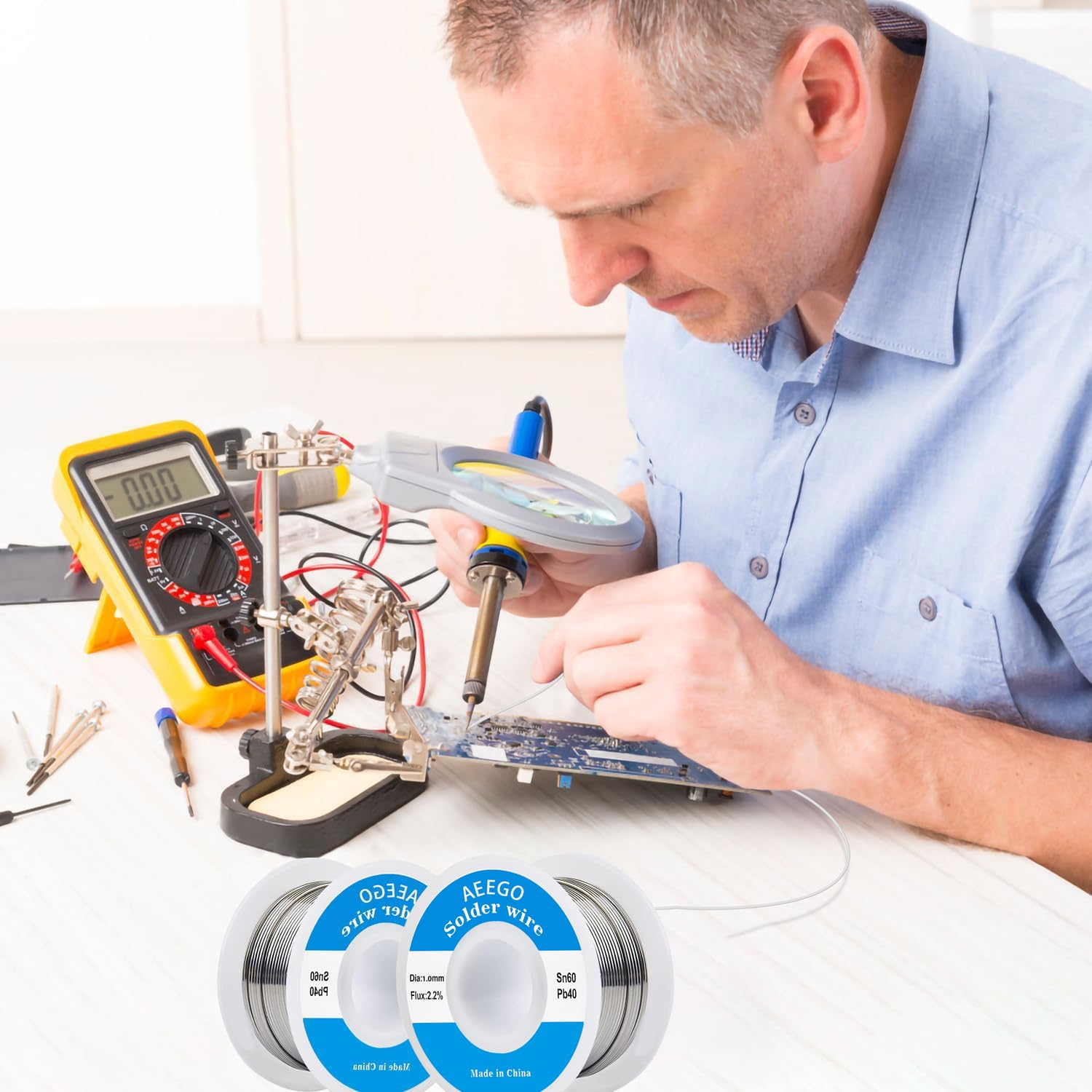 60/40 Tin-Lead Solder Wire (With Rosin Core) for Electrical Soldering 0.039" (1.0Mm-50G) image number 1