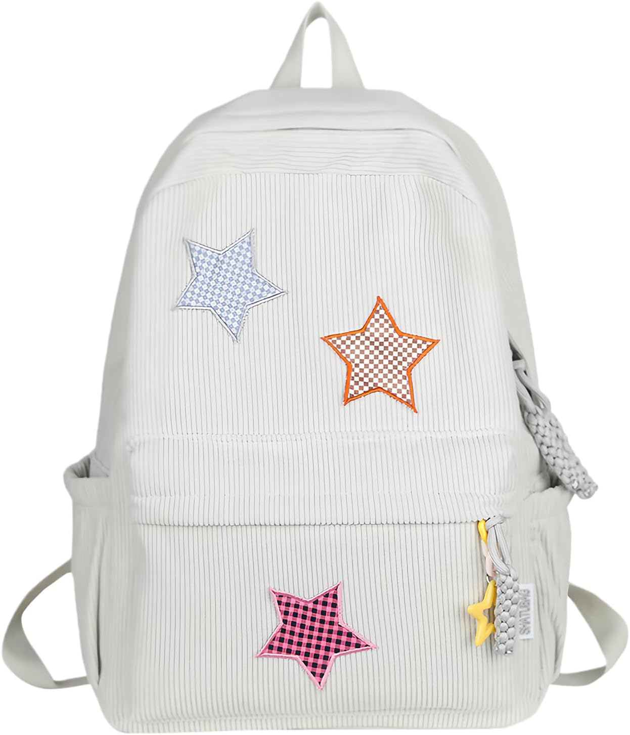 Taolivingmart Corduroy Backpack with Star Pattern, Trendy and Versatile, Fits 14'' Laptop Large Capacity Daily Commute
