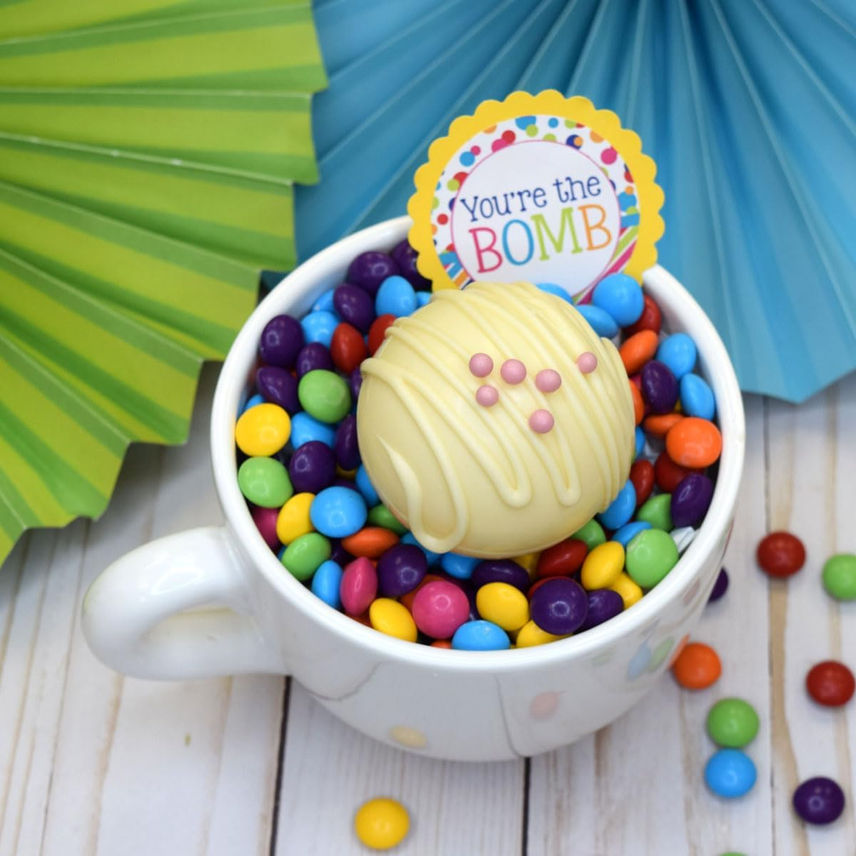 You'Re the Bomb Colorful Polka Dots Hot Cocoa Bomb Sticker Labels, Total of 40 2" Circle Stickers (20 Sets of 2) by Amandacreation