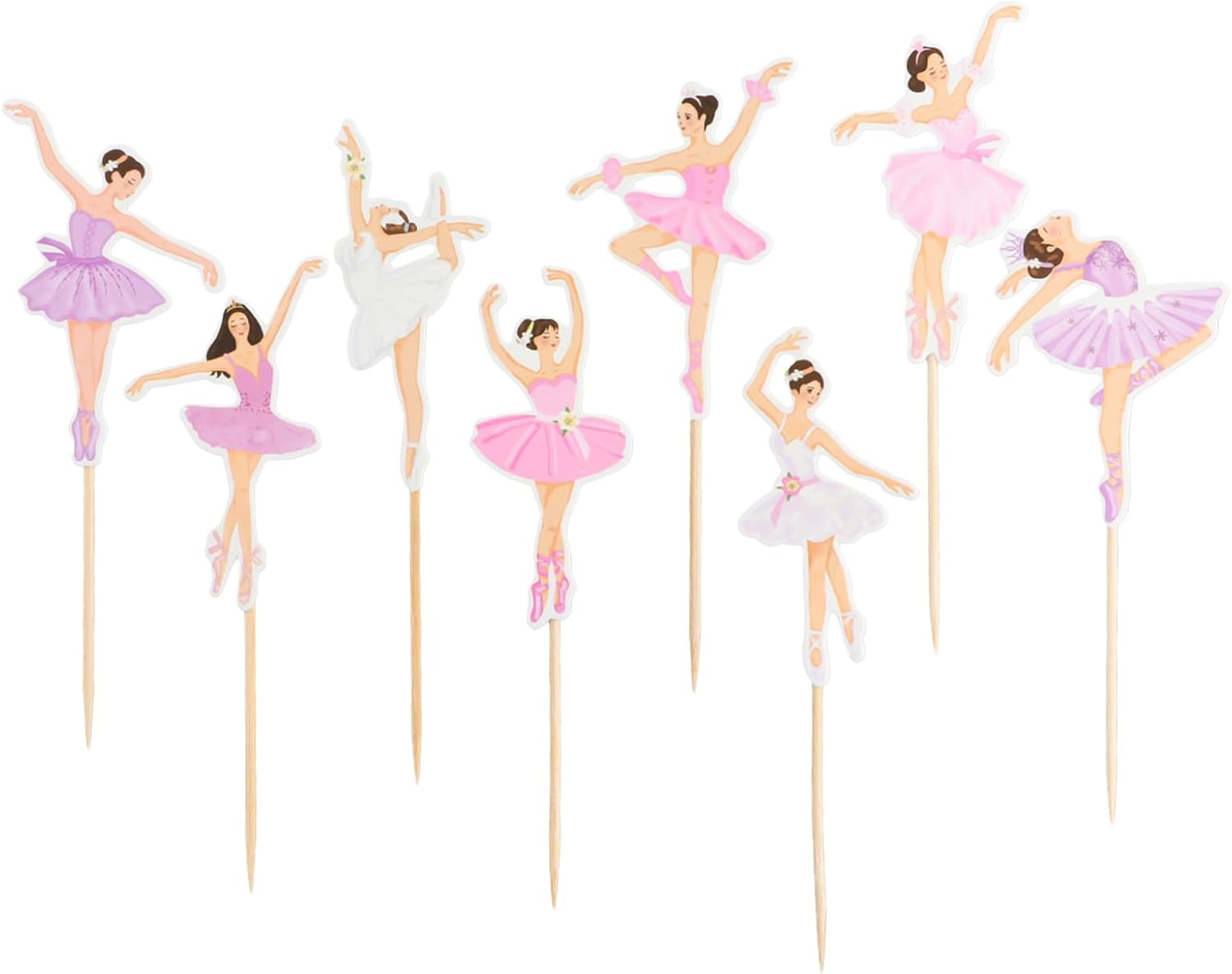 Aomhrek Ballerina Cake Topper Set, 8 PCS Personalised Cupcake Toppers for Girls, Princess Cake Toppers, Perfect for Cupcakes and Birthday Parties image number 3