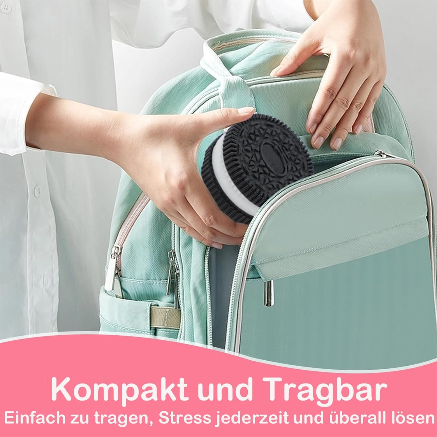 Pack of 2 Stress Relief Toys, Taba Squishy, Squishy Toy, Biscuit Stress Relief Toy, Anti-Stress Toy, for Concentration, Squishy Toy, Anxiety Relief with Balls, Funny (Black) image number 3