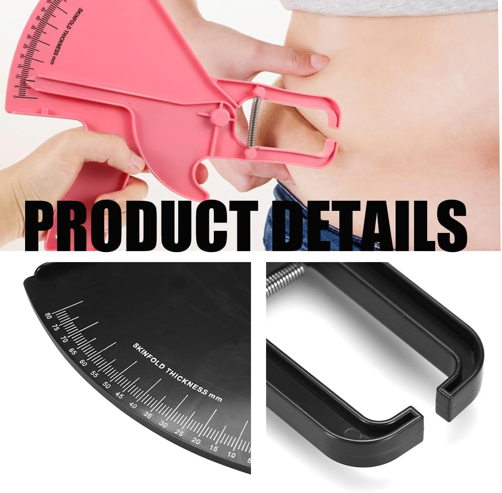 1Pcs Precision Skinfold Caliper, 0-80 Mm Professional Body Caliper, Measuring Body Fat Tester for BMI Fitness Weight Loss (Black) image number 2