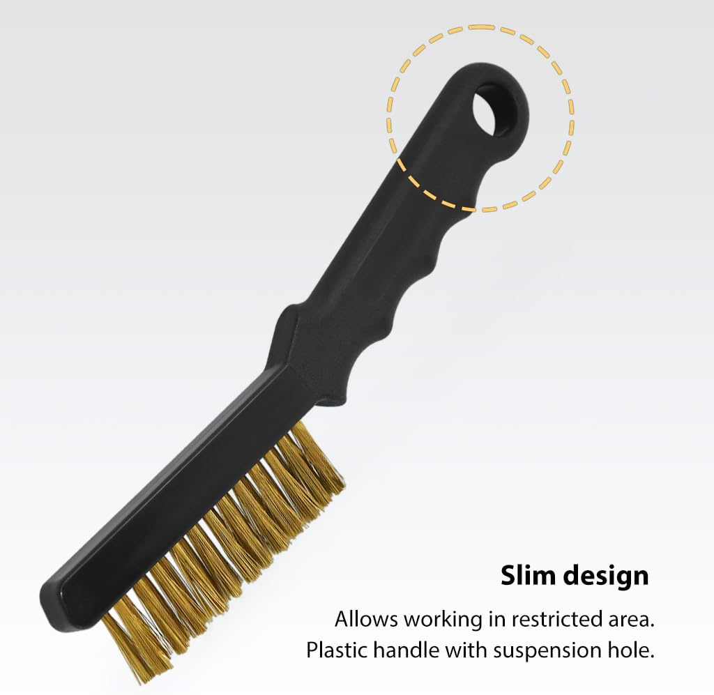 FIRSTINFO Brake Caliper Brass Wire Brush, Clean Brake Calipers, Shims, and Brake Hardware Maintenance, Slim Design, Fits Anywhere image number 3