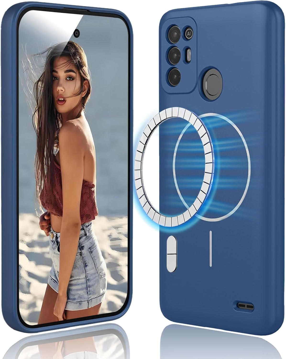 DESSEN Magnetic Case for ZTE Blade A52 Mobile Phone Case - Liquid Silicone Protective Case, Shockproof Camera Protection Case, Camera Protection Bumper, Compatible with Magnetic Accessories, Dark