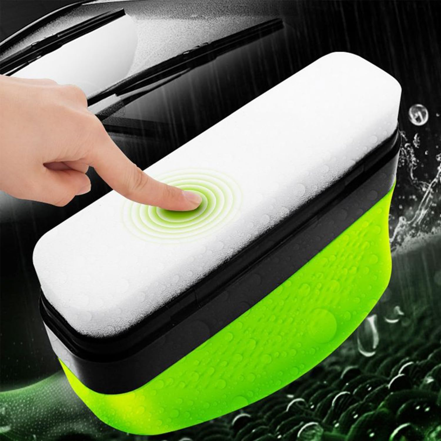 3Pack Automotive Oil Film Cleanings Brush, Green Oil Film Wipe, Glass Cleaning Board for Windshield, Glass Oil Film Remover Brush for Car, Prevents Rain and Fog Cleaning Glass Brushs image number 1