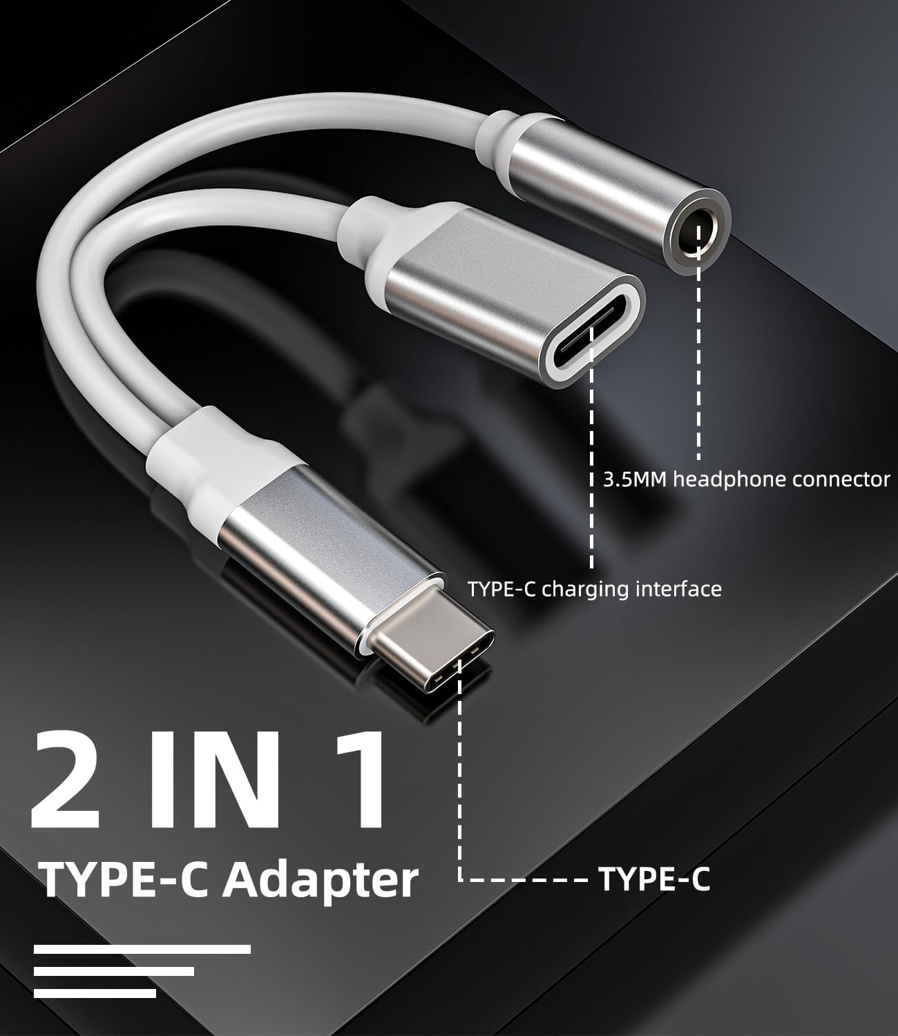 USB C to 3.5Mm Headphone Jack Adapter for Iphone(2 in 1)Type C Charging Cable Dongle for Samsung S23 Macbook Charger Accessories Car Stereo DAC AUX Audio Splitter for Apple 15Pro Max plus for Ipad Pro image number 3