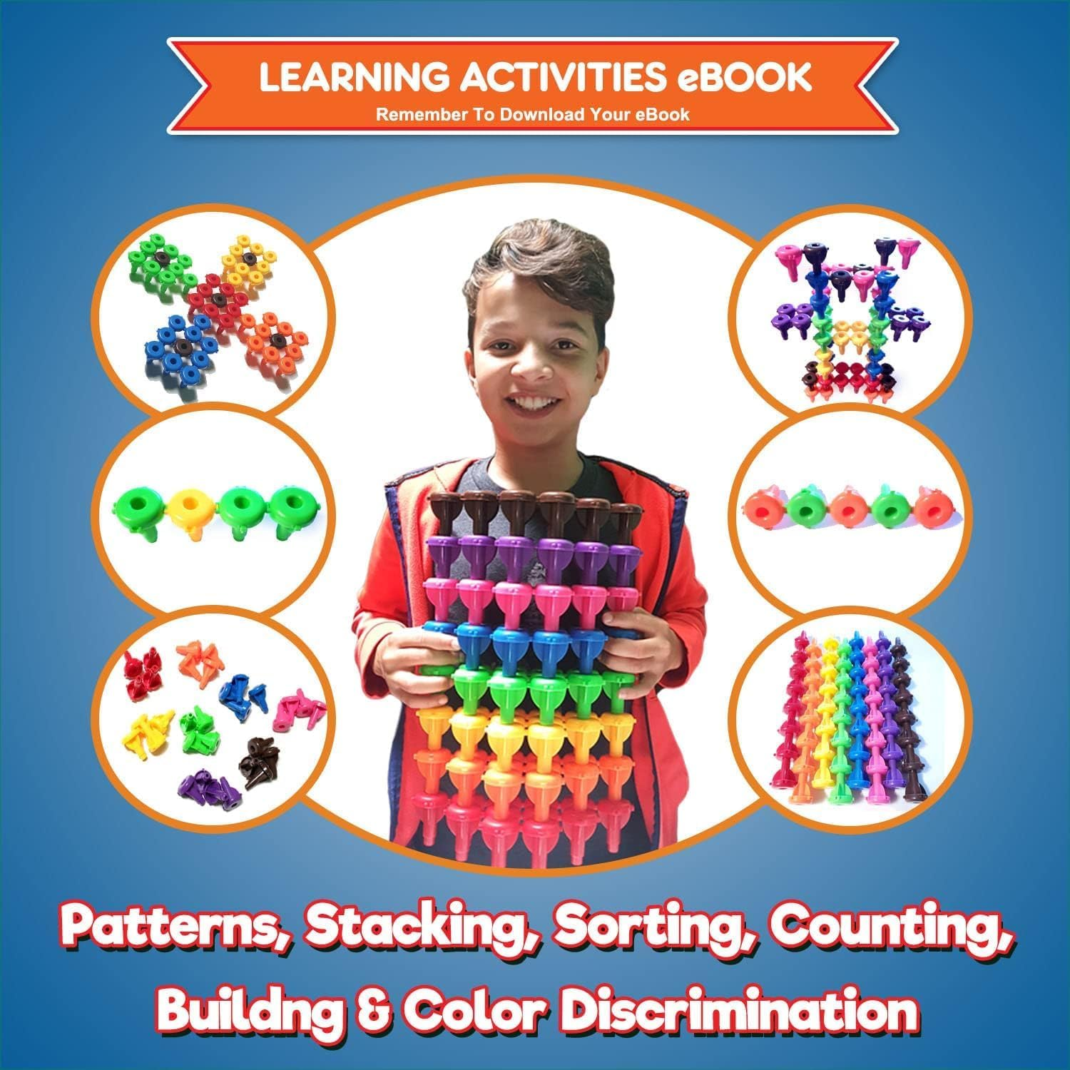 Pegs Set Toys, Brain Building Set Construction Toys, 96PCS DIY Stacking Toys, Motor Skills Toys, STEM Educational Kids Toy, Montessori Sensory Toy, for Boys and Girls 3 4 5 6 7 Years Old image number 3