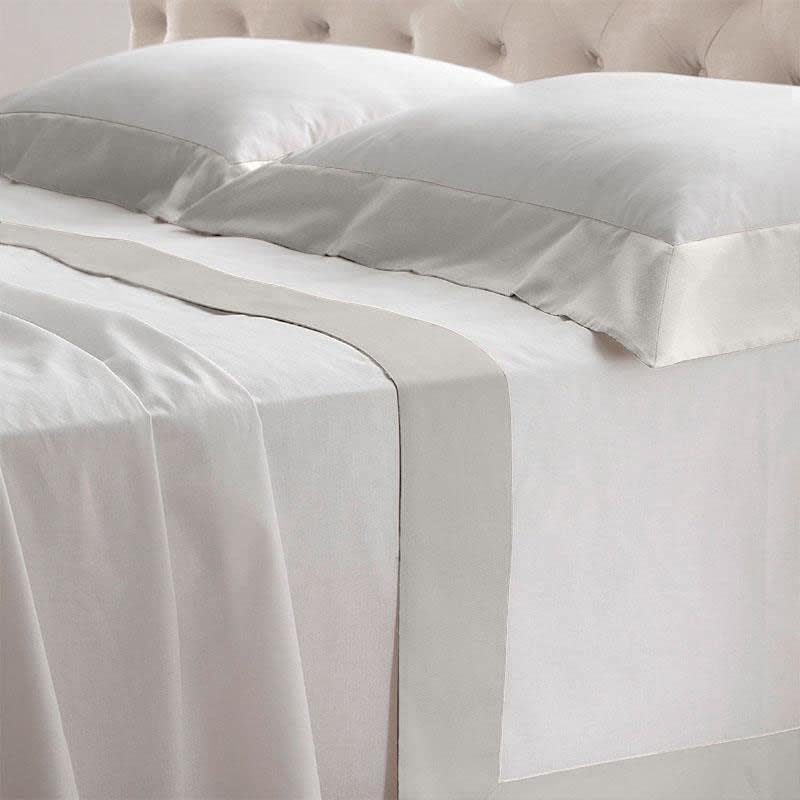 Lisola Cotton and Satin Bedding Set 1 Flat Sheet 220 X 290 Cm + 1 Fitted Sheet 140 X 200 X 30 Cm + 2 Pillowcases 80 X 50 Cm Made in Italy Diamond Pearl Grey image number 5