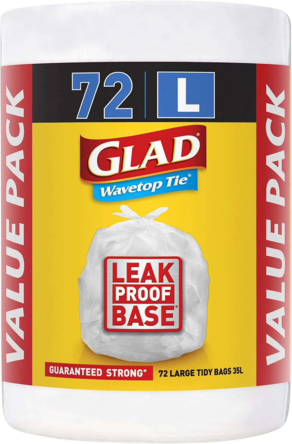 Glad Wavetop Tie Kitchen Tidy Bags, 72 Large Garbage Bags, Large Size Fits 35L Bin, 72 Count image number 3