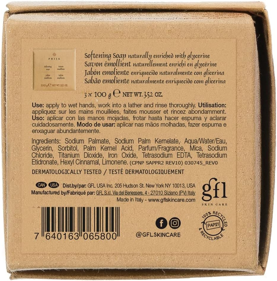 Prija Softening Vegetable Soap Gift Pack for Hand Cleansing and Moisturising, Premium Enriched Hydrating Hand Soap with Vegetable Glycerin in Travel Size 3 X 100G image number 2