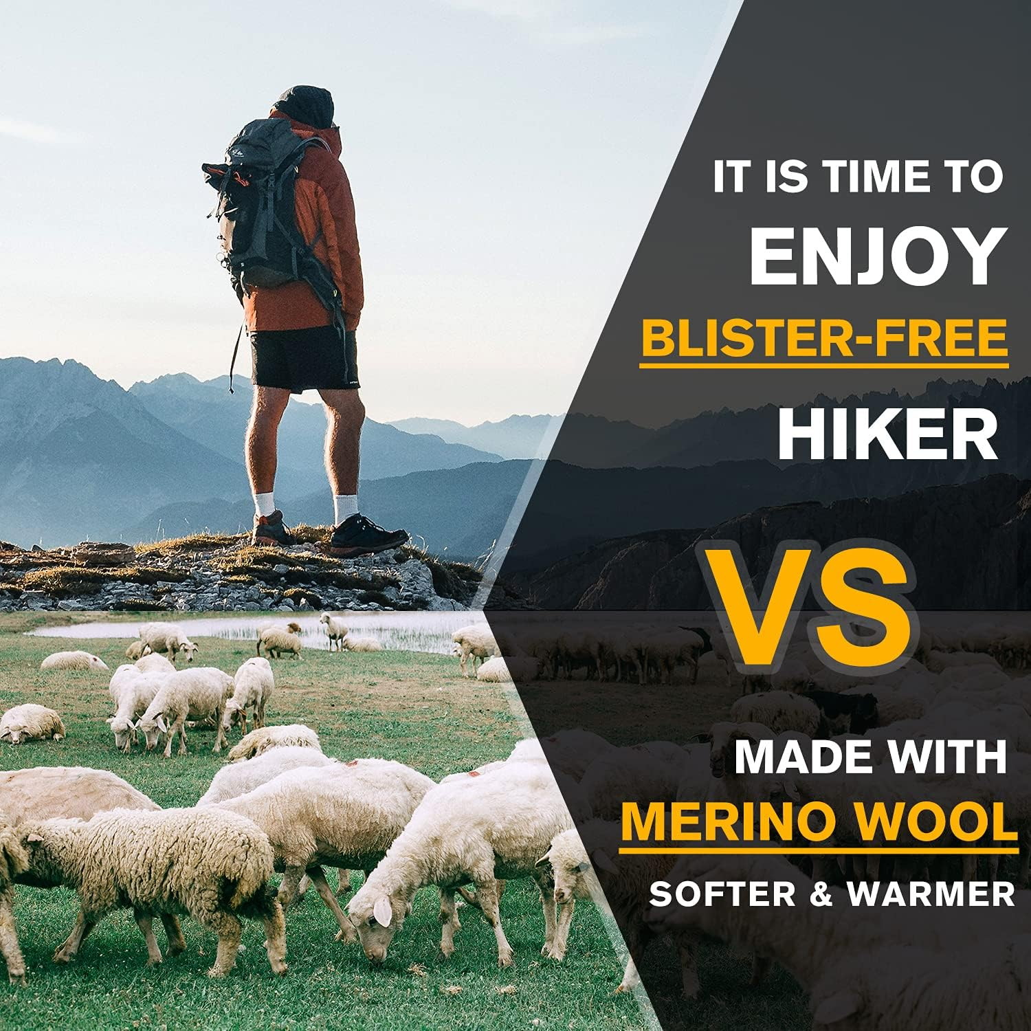 Socks Daze Merino Wool Cushioned Hiking Socks for Men Women, Warm Crew Walking & Boot Socks for Trekking, Work, Outdoor image number 3