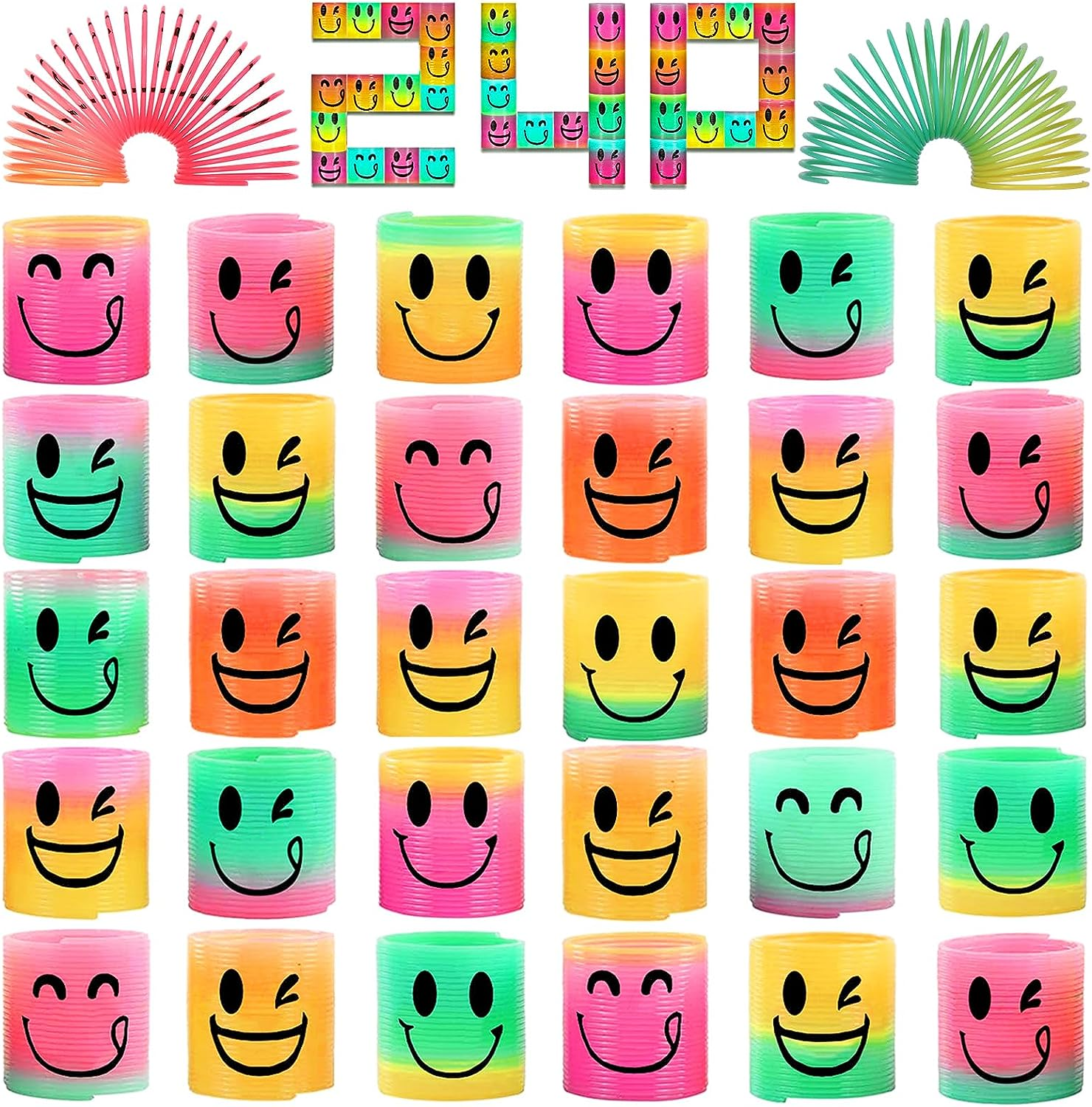 AZEN 24 Pcs Mini Slinky Toy Rainbow Spring Coil, Party Favors for Kids, Goodie Bags Stuffers for Birthday Party, Fidget Toys, Small Bulk Toys Gifts for Kids Prizes image number 5