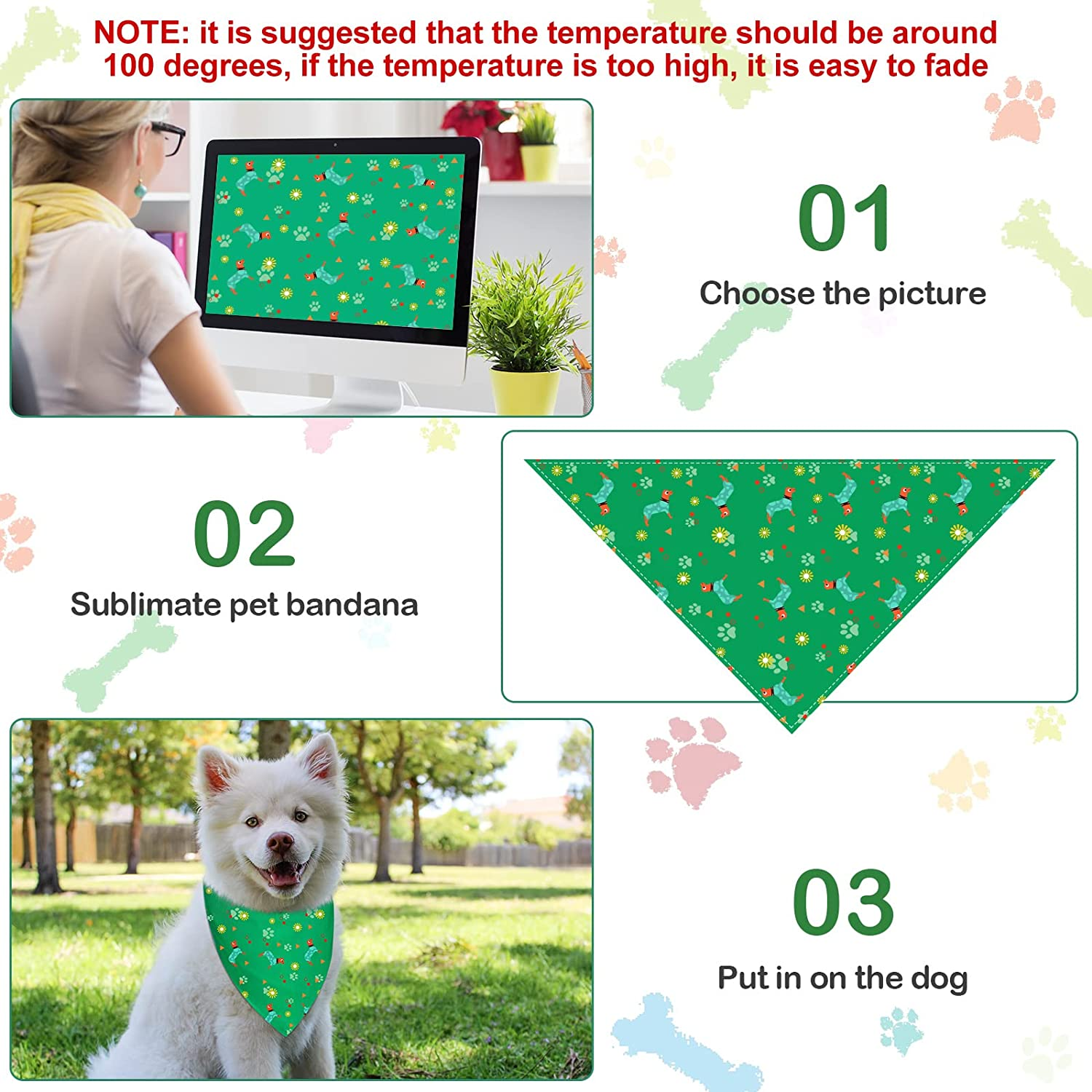 Saintrygo 20 Pcs Plain Dog Bandanas Bulk for Dogs Puppy Bandana Sublimation Dog Bandana Washable Triangle Dog Bib Heat Transfer Adjustable Dog Bandana for Small Medium Large Pets image number 4