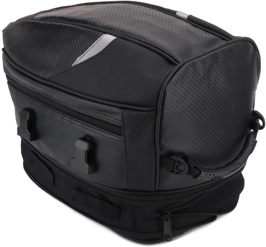 Motorcycle Seat Bag/Tail Bag Saddlebags Waterproof Luggage Bag Multifunctional PU Leather Motorbike Helmet Bag Storage Bag Riding Backpack,18.5 Liters image number 1
