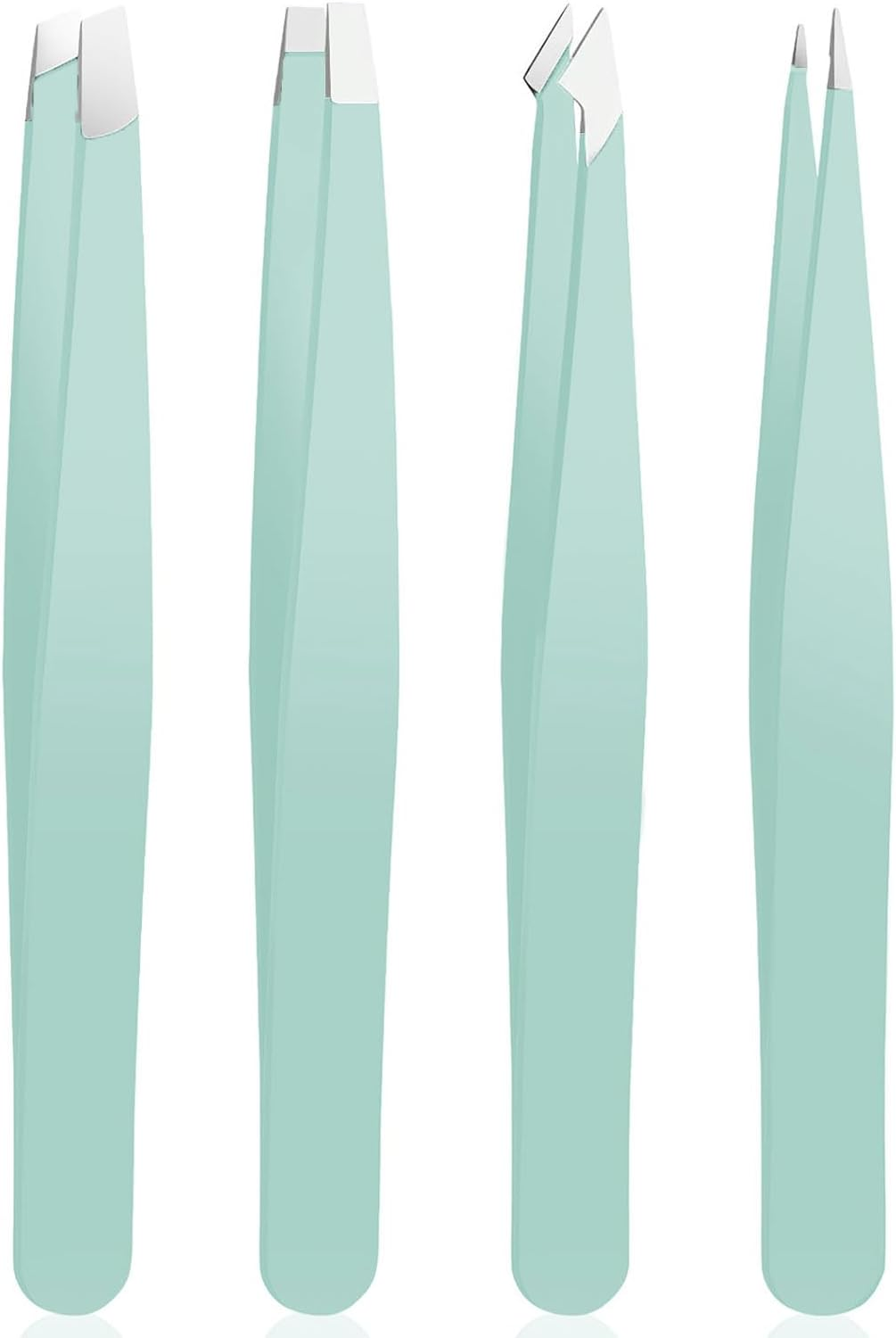 Tweezer Set for Man Women,Precision Tweezers for Facial Hair Eyebrow Chin,4Piece Stainless Steel Tweezers(Black).