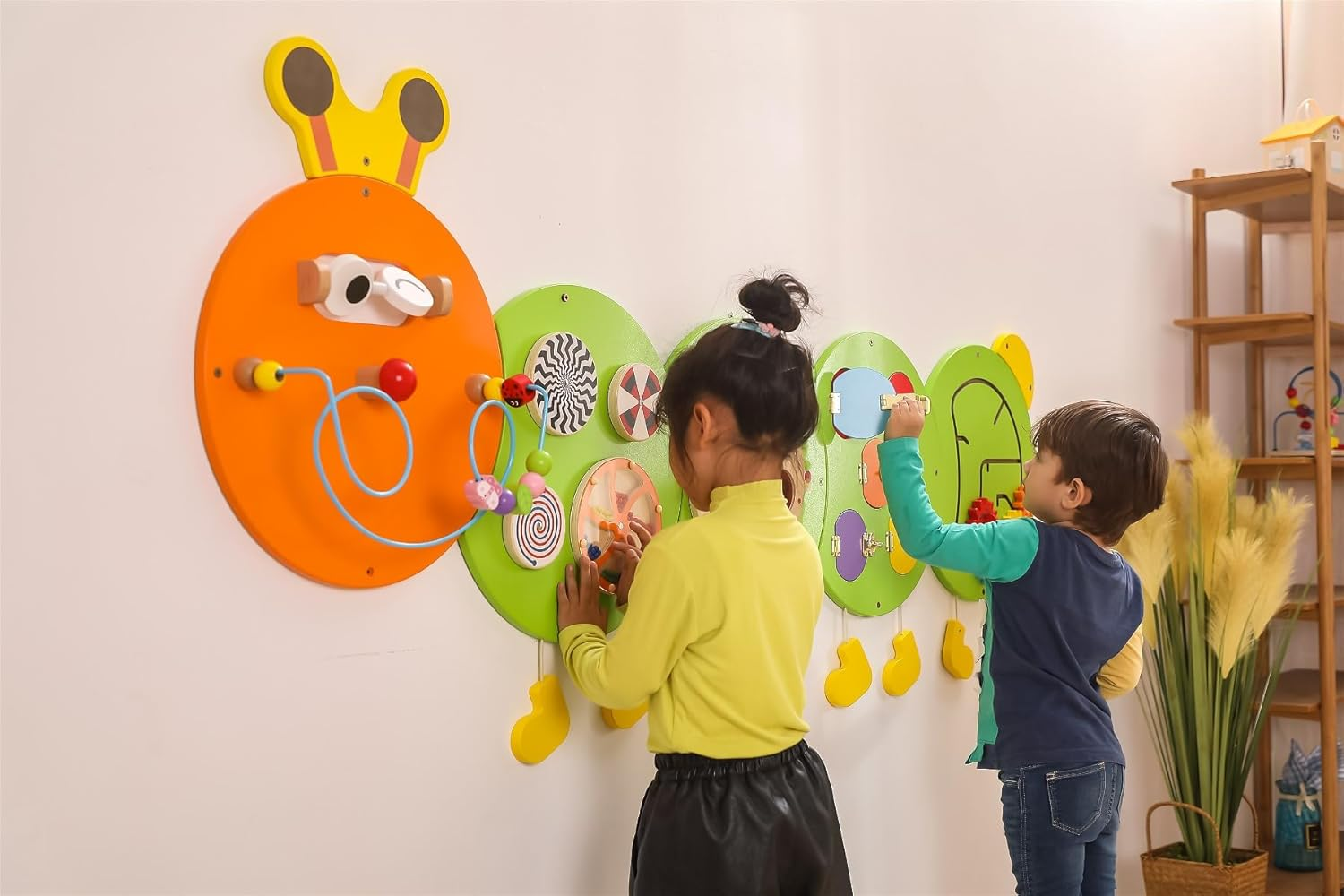 Viga Wooden Caterpillar Wall Toy, Multicolour image number 4