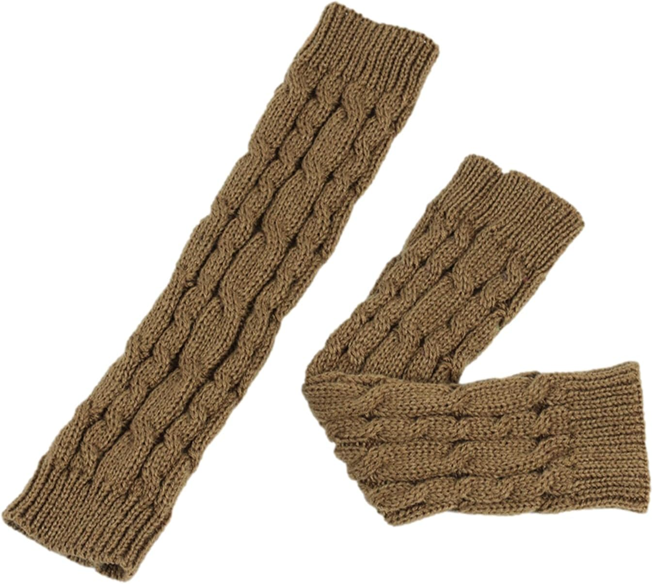 Long Fingerless Gloves - Long Fingerless Gloves Knit Warmer - Soft and Stretchy Half Finger Winter Warm Knitted Arm Warmers for Family, Friends