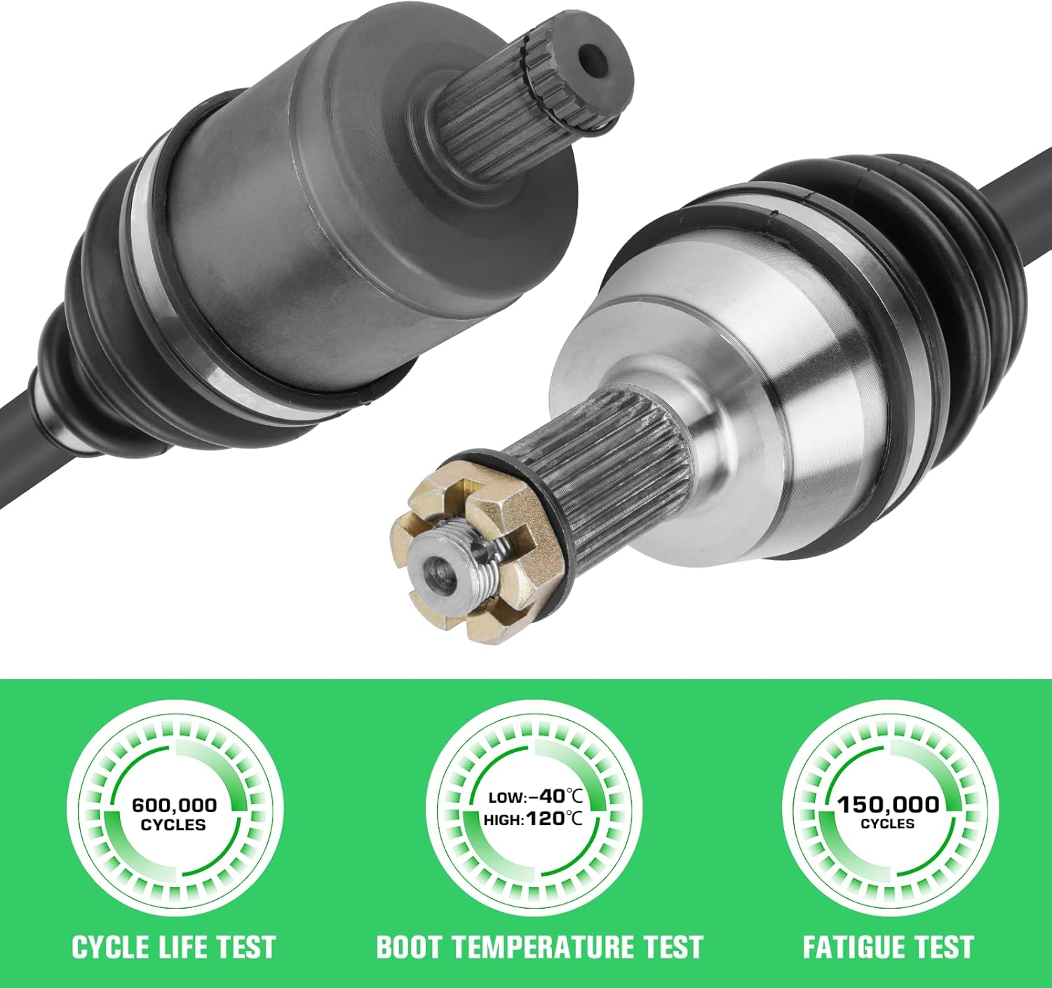 Youxmoto Front Left/Right CV Axle & Wheel Bearing Kit for Polaris Ranger 500 700 800 4X4 EFI 2009 2010 2011 2012 2013 2014 2015 2016, 4340 Chromoly Steel Drive Shaft CV Axles, Fits 1332606, 1332856 image number 3