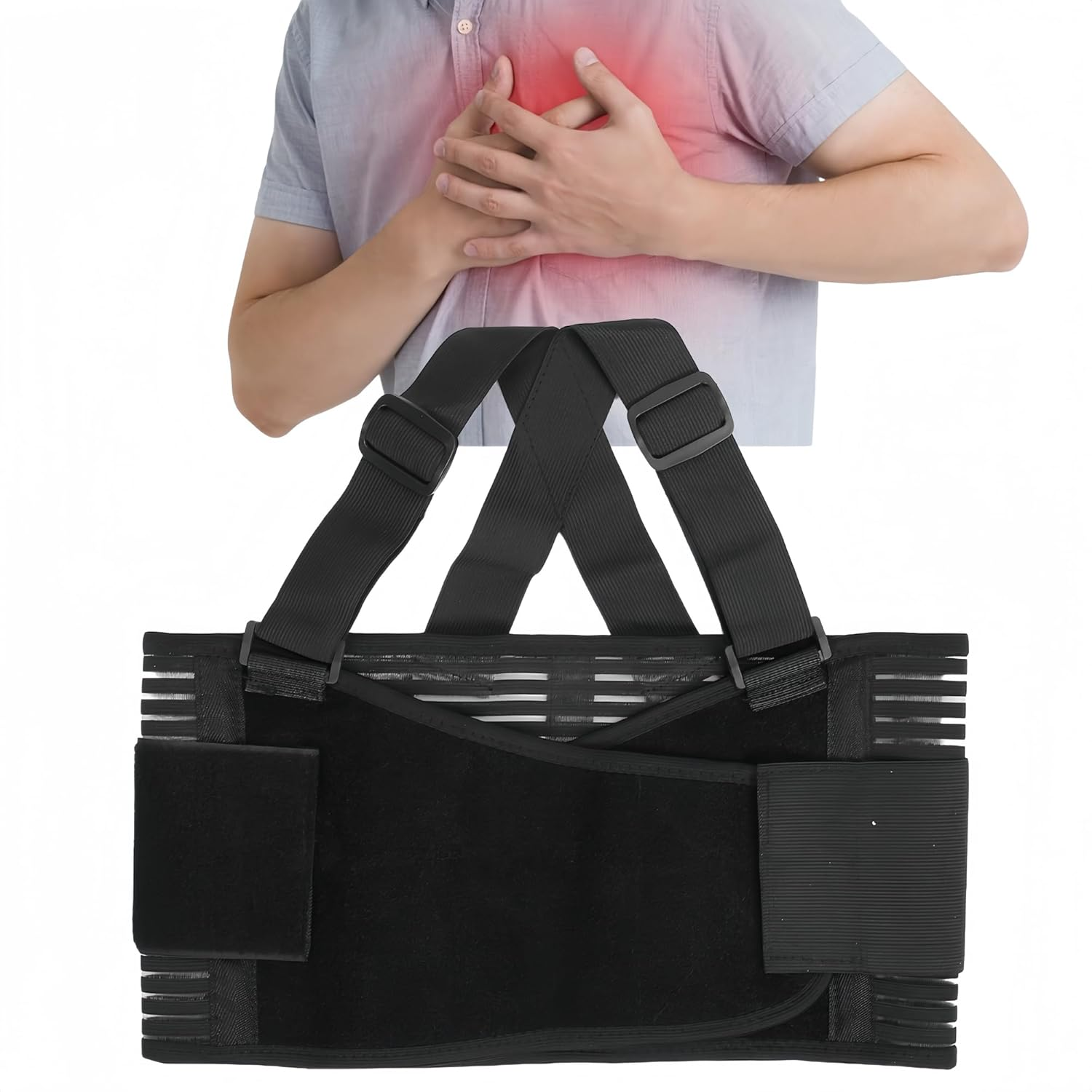 STRONGBERRY Rib Brace for Women & Men - Adjustable Rib Protector Belt for Broken, Bruised Ribs & Sternum Support (XL)