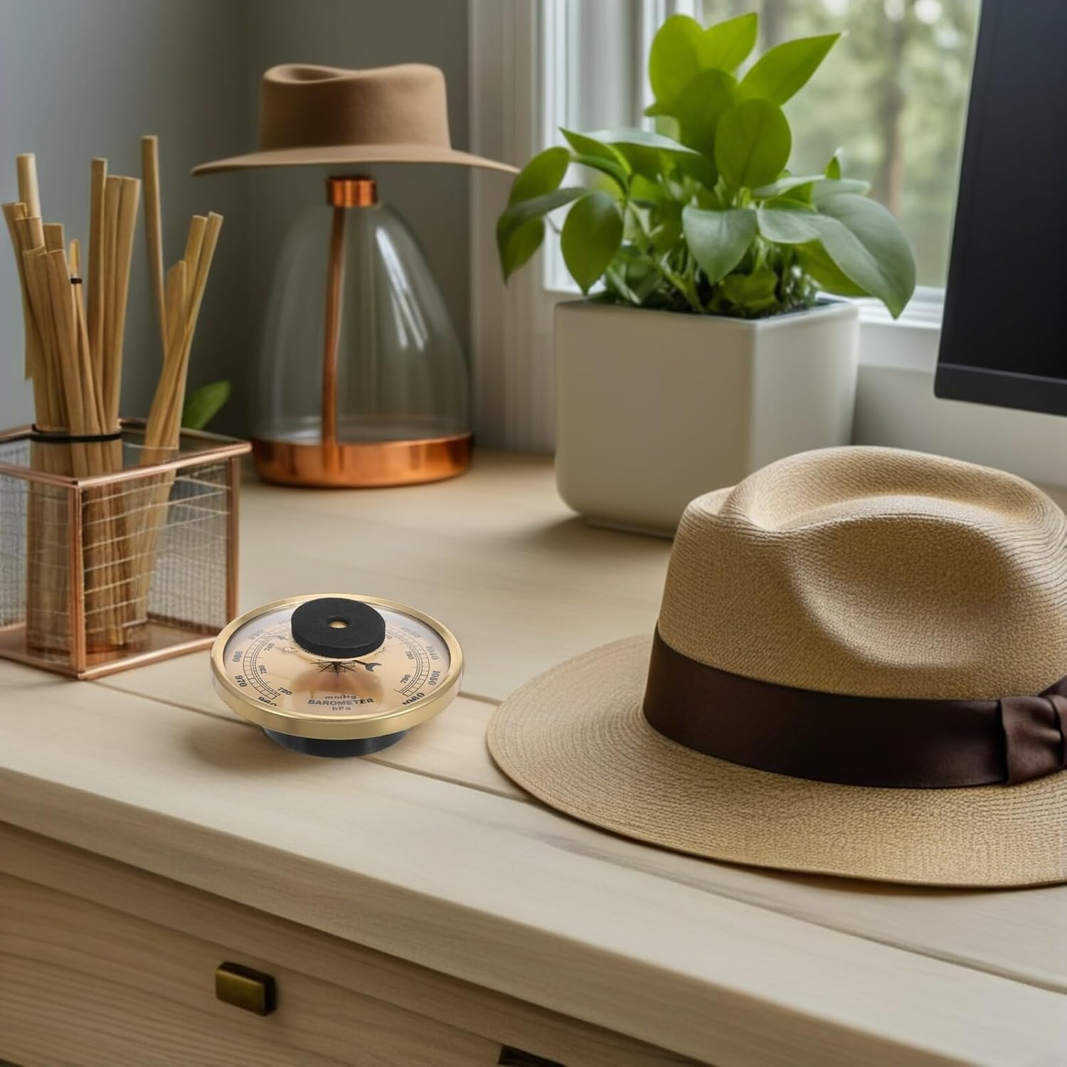 COHEALI 3-In-1 Weather Station Thermometer Hygrometer Barometer Analog Household Barometric Pressure Gauge Temperature Sensor Indoor Outdoor Multi-Function Weather Display for Home Kitchen image number 1