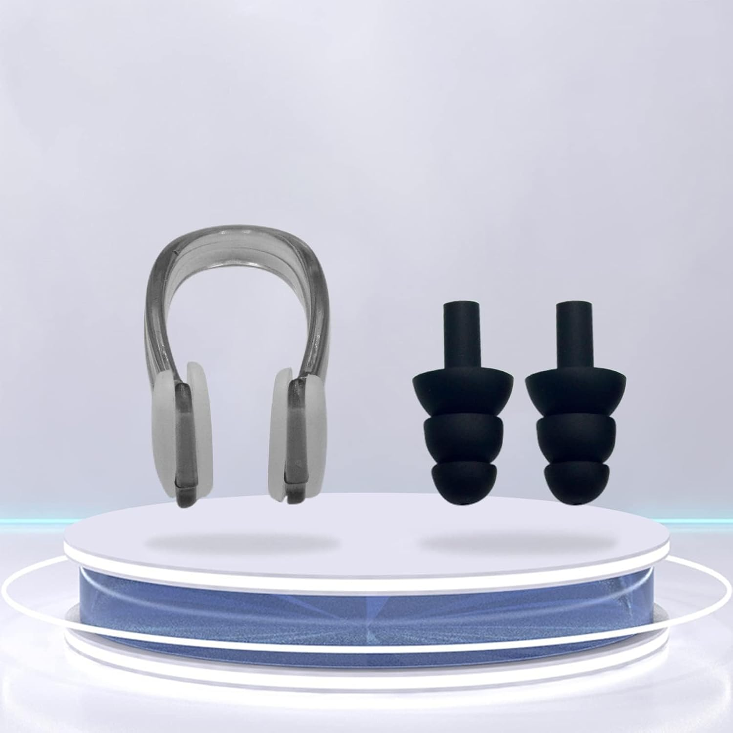 Waterproof Swimming Earplugs & Nose Clip Set 2Pcs Unisex Adult Swim Gear for Pool Snorkeling
