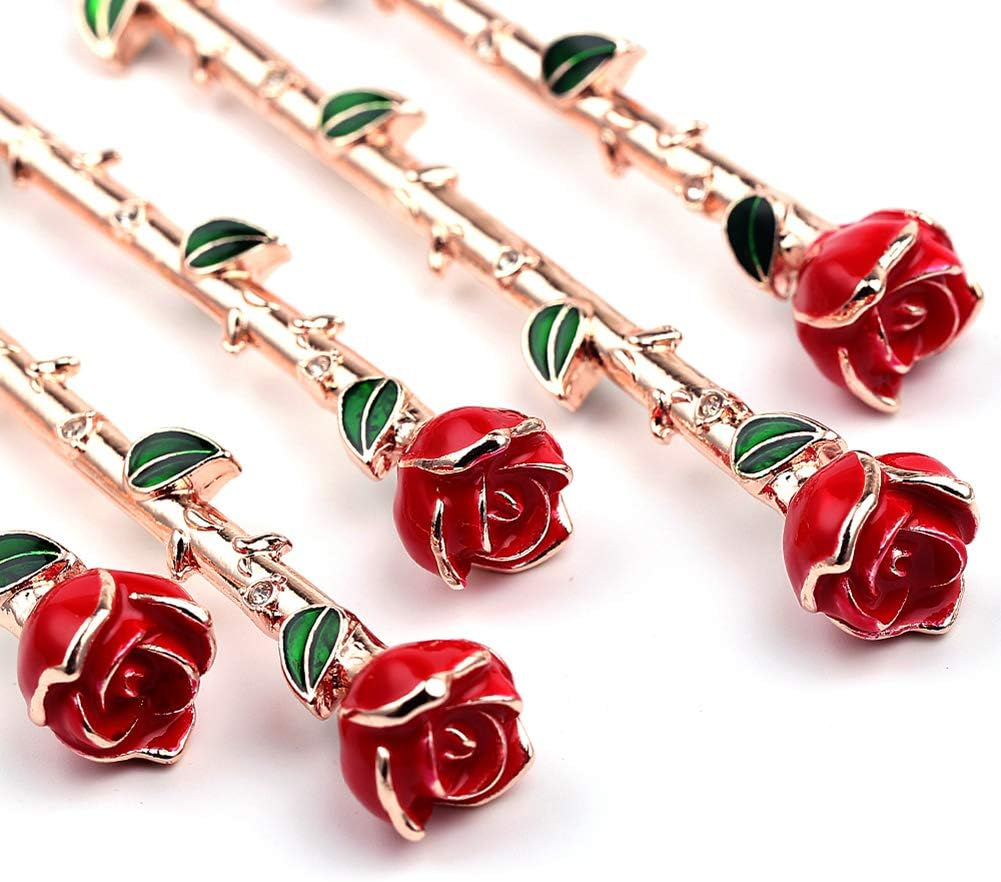 Rongji Jewelry Rose Gold 5Pcs Wand Makeup Brush Set - Synthetic Fiber, Metallic Handle - Eyebrow, Eyeshadow, Foundation, Blending, Lips - Great Gift - Gold image number 4