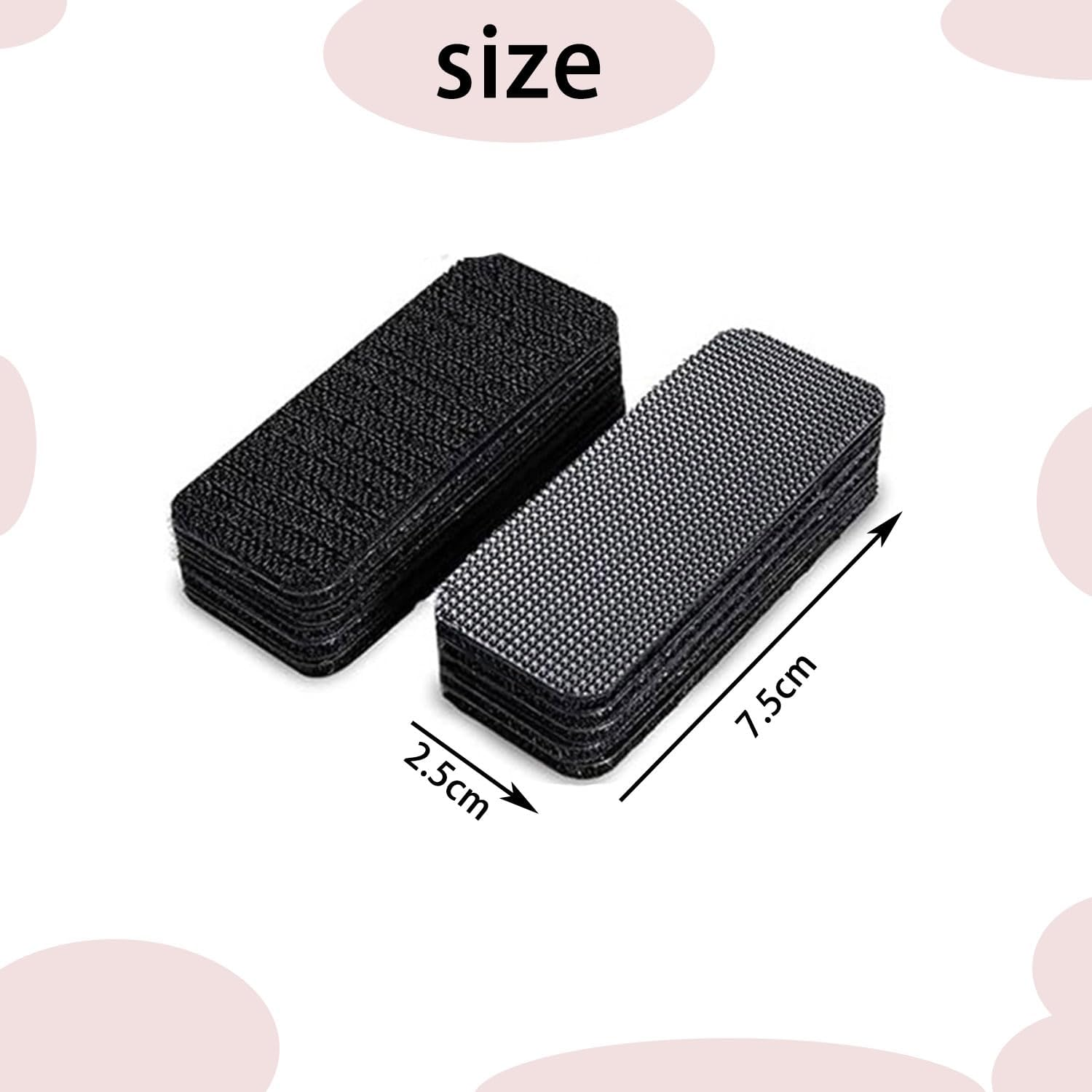 Roczential 16 Set Velcro Tape (7.5 X 2.5 Cm), Velcro Dots with Adhesive Heavy Duty, Velcro Strips for Couch Cushions, Carpet, Pedal Board (Black)