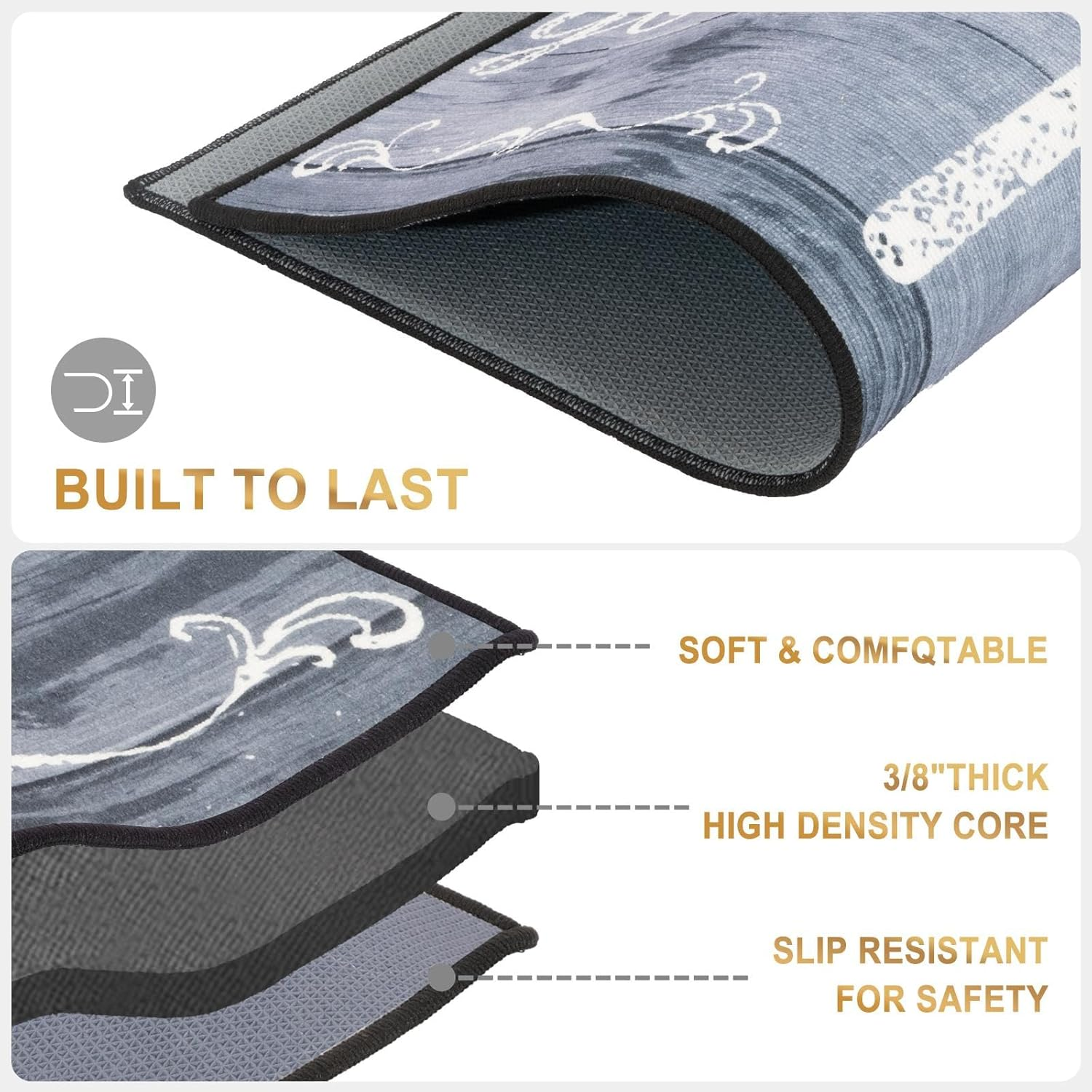 KANGA ROOM Kitchen Rugs, 2 Piece Washable Mats for Laundry & Hallway image number 2