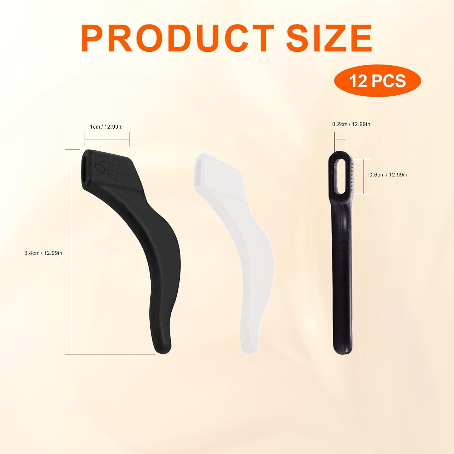 12 Pairs Eyeglass Ear Grips, Silicone Eyeglass Ear Grip, Elastic Comfort Eyewear Accessories for Sunglasses and Reading Glasses Eyewear, Anti-Slip Glasses Retainers for Sport Eyeglass (Black & White) image number 3