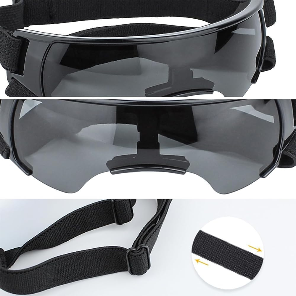 Dog Sunglasses Goggles, Windproof Waterproof Pet Glasses with Adjustable Strap, Cool Outdoor Accessories for Small and Medium Dogs (Black) image number 1