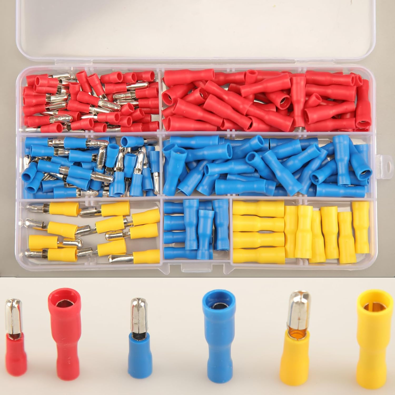 180Pcs Bullet Connectors Male and Female, Bullet Wire Terminals Crimp Terminal Automotive Electrical Connectors Motorcycle Connector Butt Insulated Waterproof Terminals image number 1