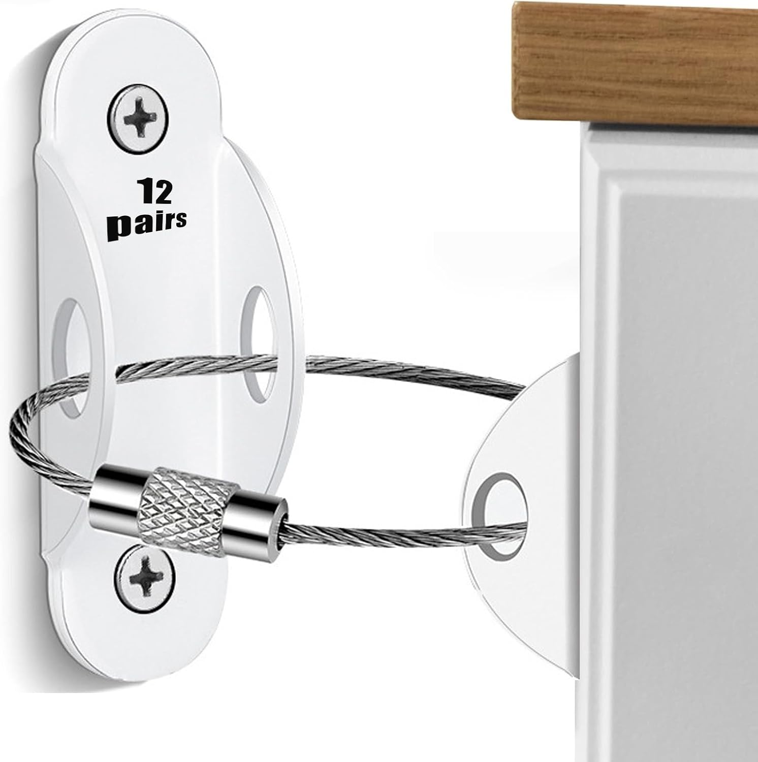 Wayfurr Furniture Anchors for Baby Proofing (12 Pack), anti Tip Wall Straps Secure 400 Lbs Dresser, Bookshelf & Cabinet, Child Safety