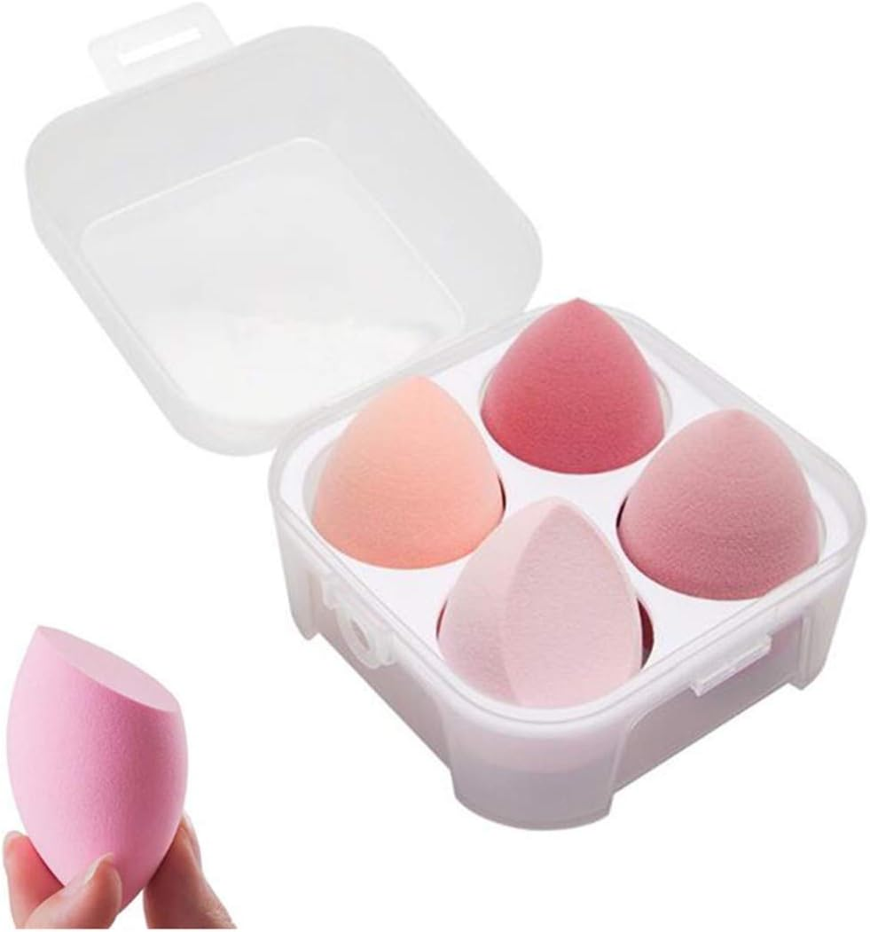 SINEN 4 Pcs Dry and Wet Use Makeup Sponge Set Blender Beauty Foundation Blending Sponge for Liquid, Cream, and Powder with Egg Sponge Blending Holder Box image number 1