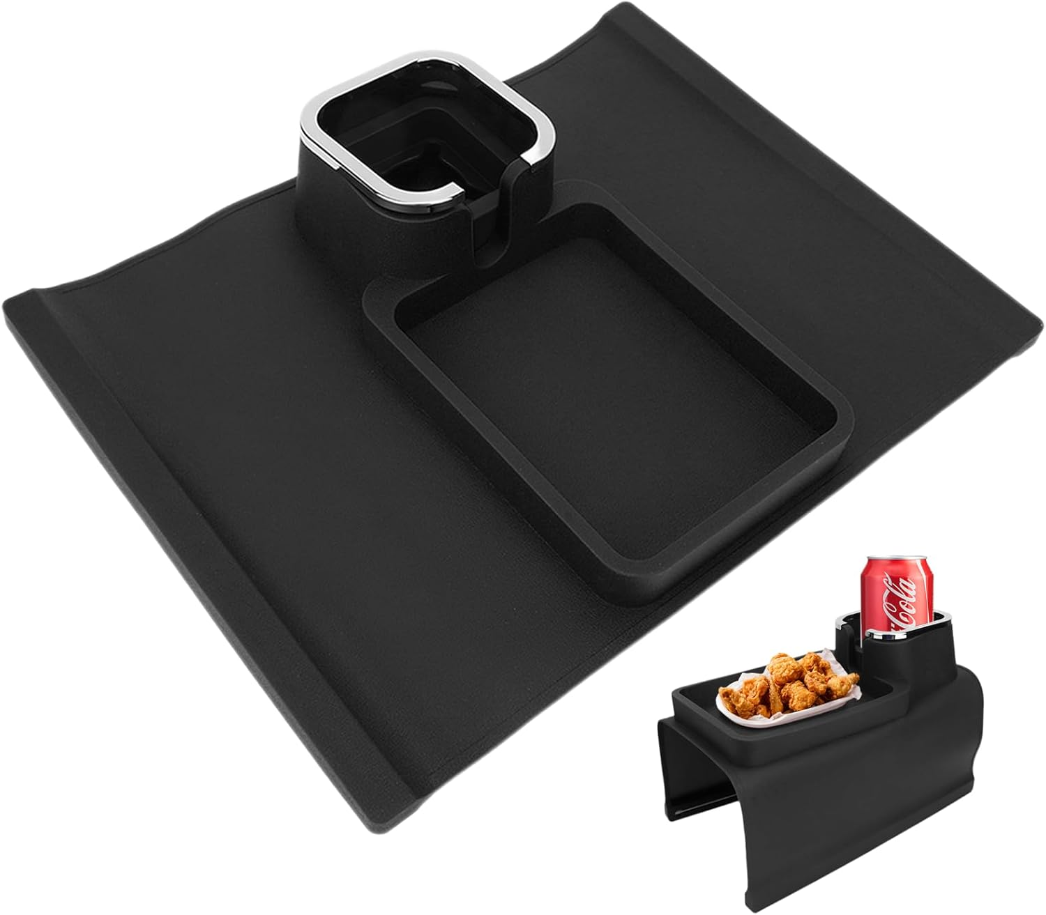 Couch Cup Holder, Silicone Couch Cup Holder and Sofa Armrest Tray, Couch Table Tray for Strong and Weighted Remote/Snacks/Cellphone/Earbuds, Mom, Dad, Grandma or Grandpa (Black) image number 5
