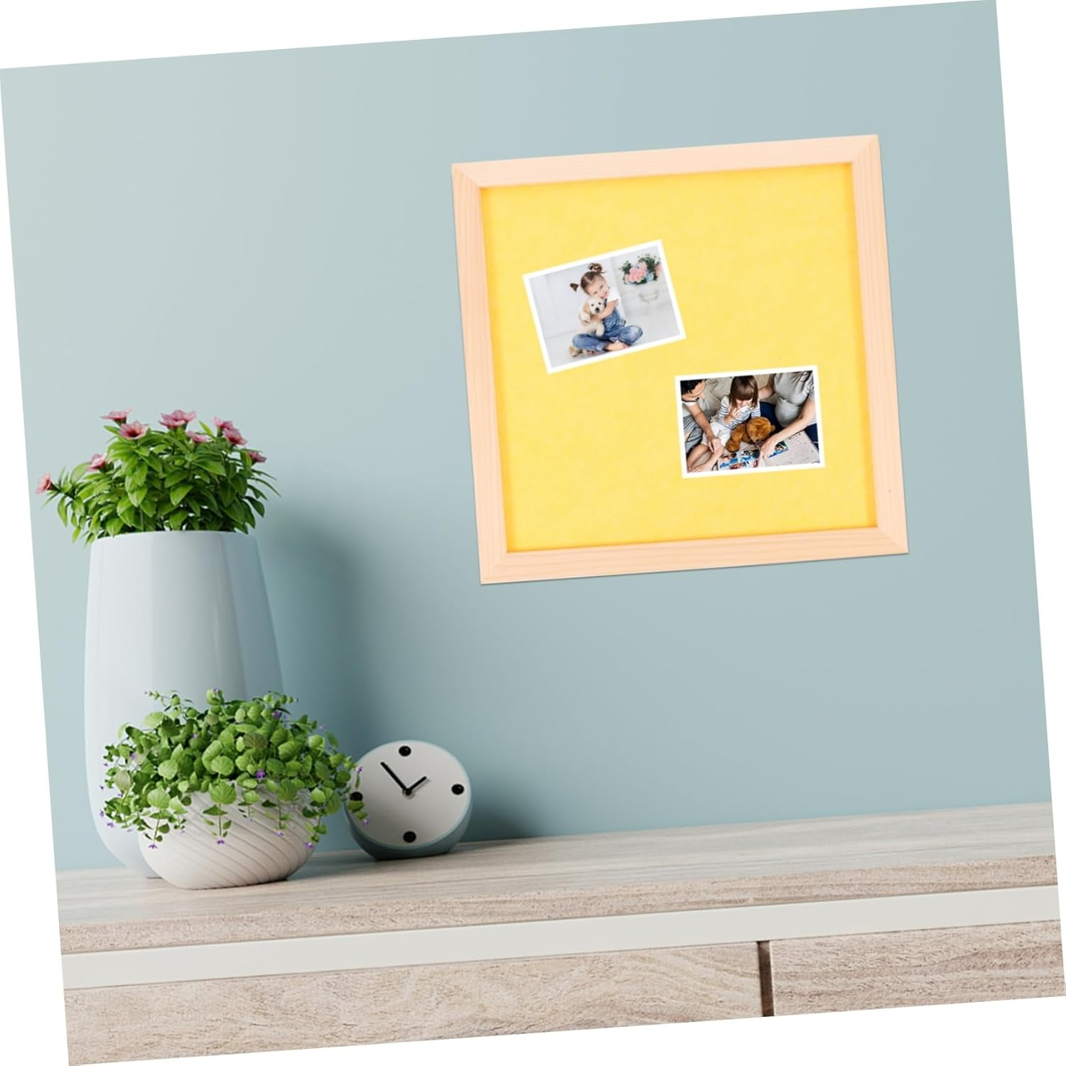 Tofficu Children DIY Memo Bulletin Board 30X30Cm Hexagon Cork Photo Message Board Wooden Frame for Classroom and Home Display image number 7