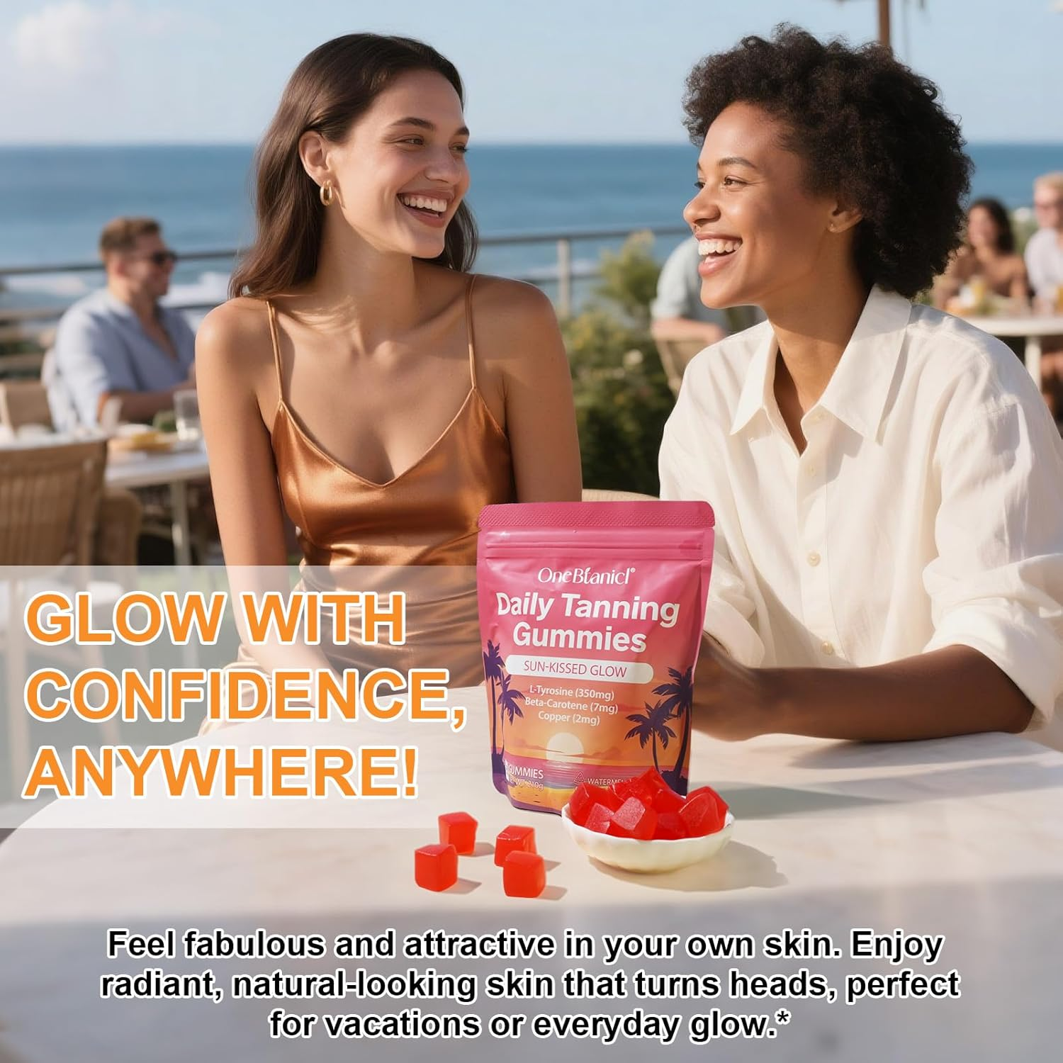 Daily Tanning Gummies,Tanning Gummies with Lycopene & Beta Carotene for Skin Health & Glow, Vegan, Non-Gmo-60 Ct 30-Day Supply image number 6