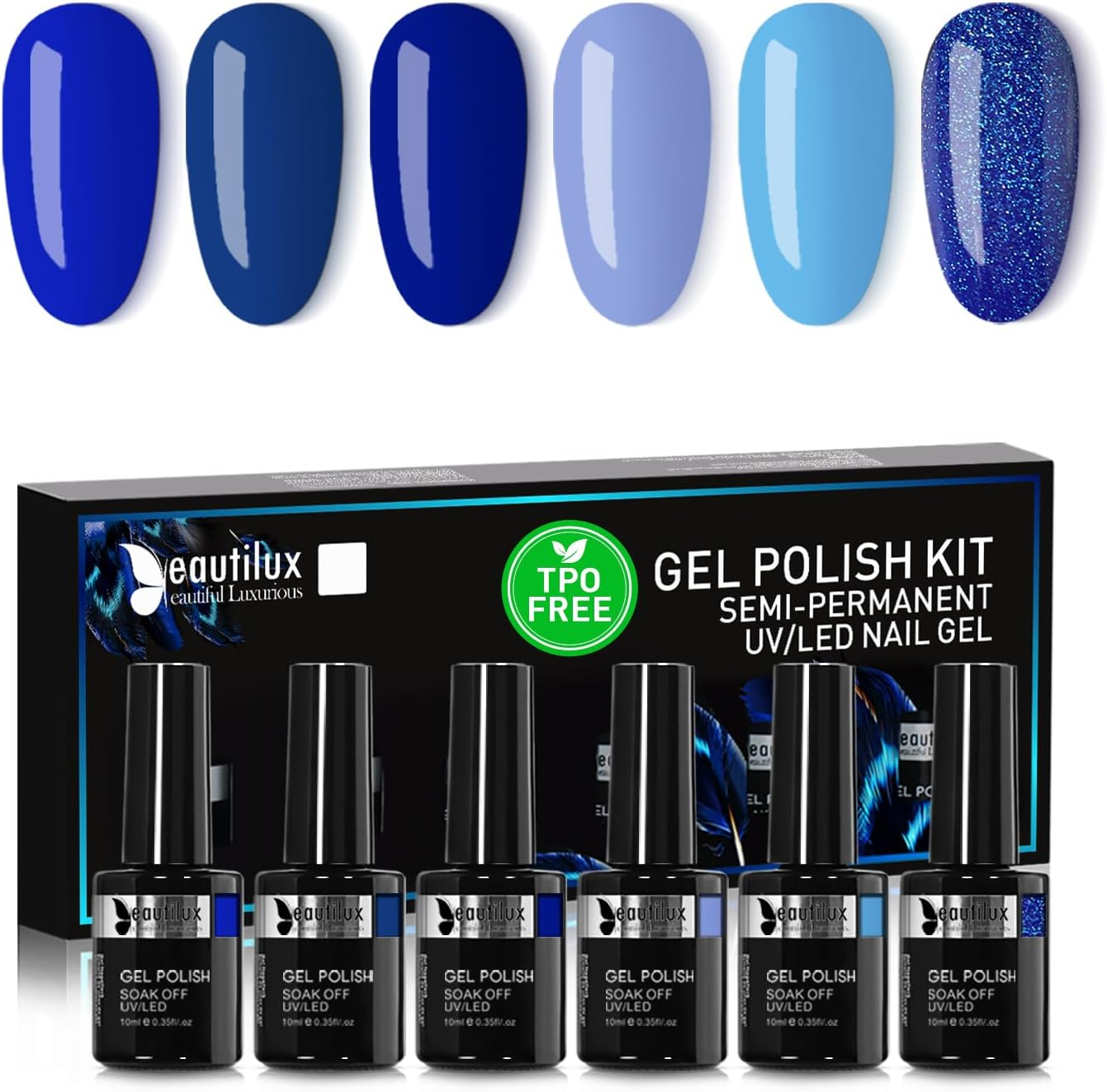 Beautilux UV Nail Polish Purple, 6 Colours, 10 Ml, Soak off Gel Nail Polish Set for Home Manicure, Nail Art, Manicure (Purple Series)