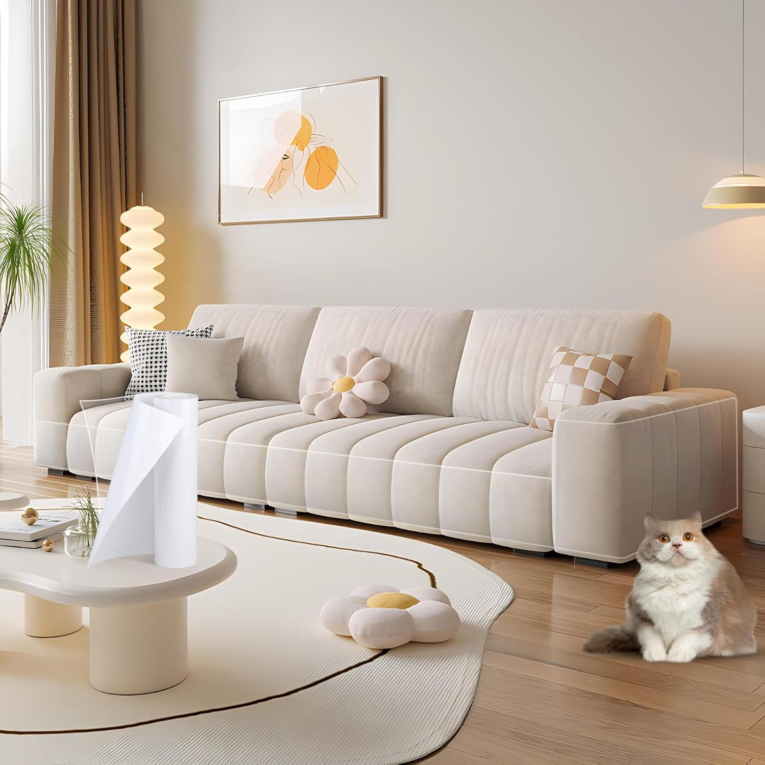 Anti Cat Scratch Furniture Protector, 500 X 30 CM, Large Couch Protector for Cats, Single-Sided Sticky, Clear Couch Corner Guards, Tape for Furniture, Couch, Sofa, Door, Walls image number 3