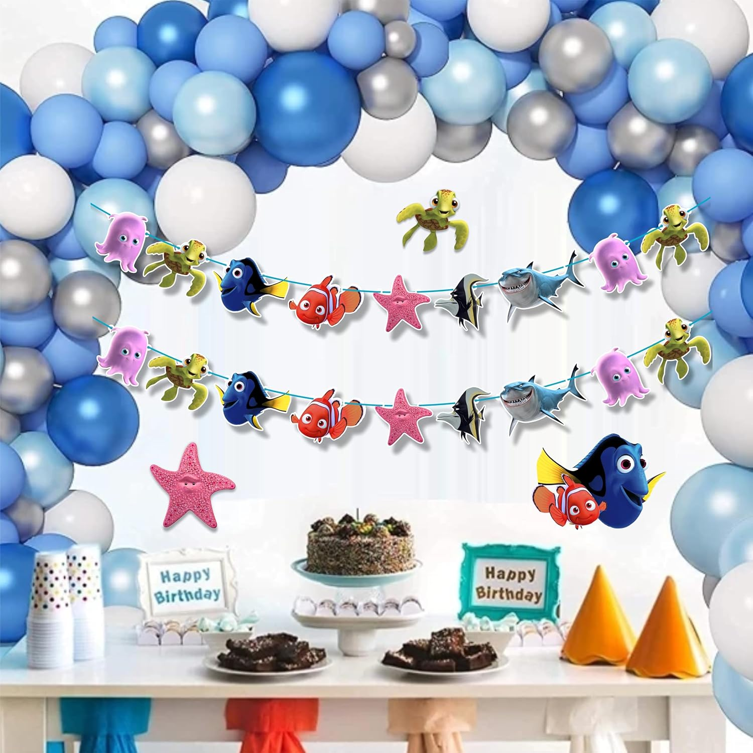 Findng Nmo Garland Decoration &ndash; Ocean-Themed Birthday Party Banner for Kids, Cute under the Sea Hanging Decor for Nmo-Inspired Celebrations image number 6